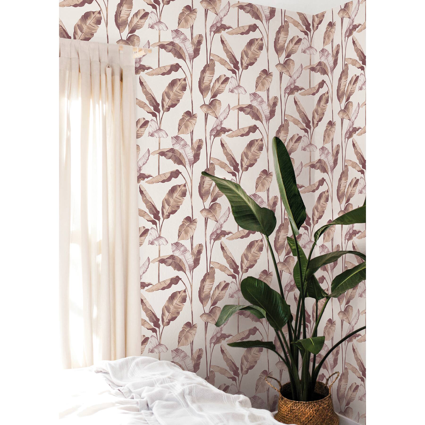 NuWallpaper Mauve Banana Leaf Peel & Stick Wallpaper