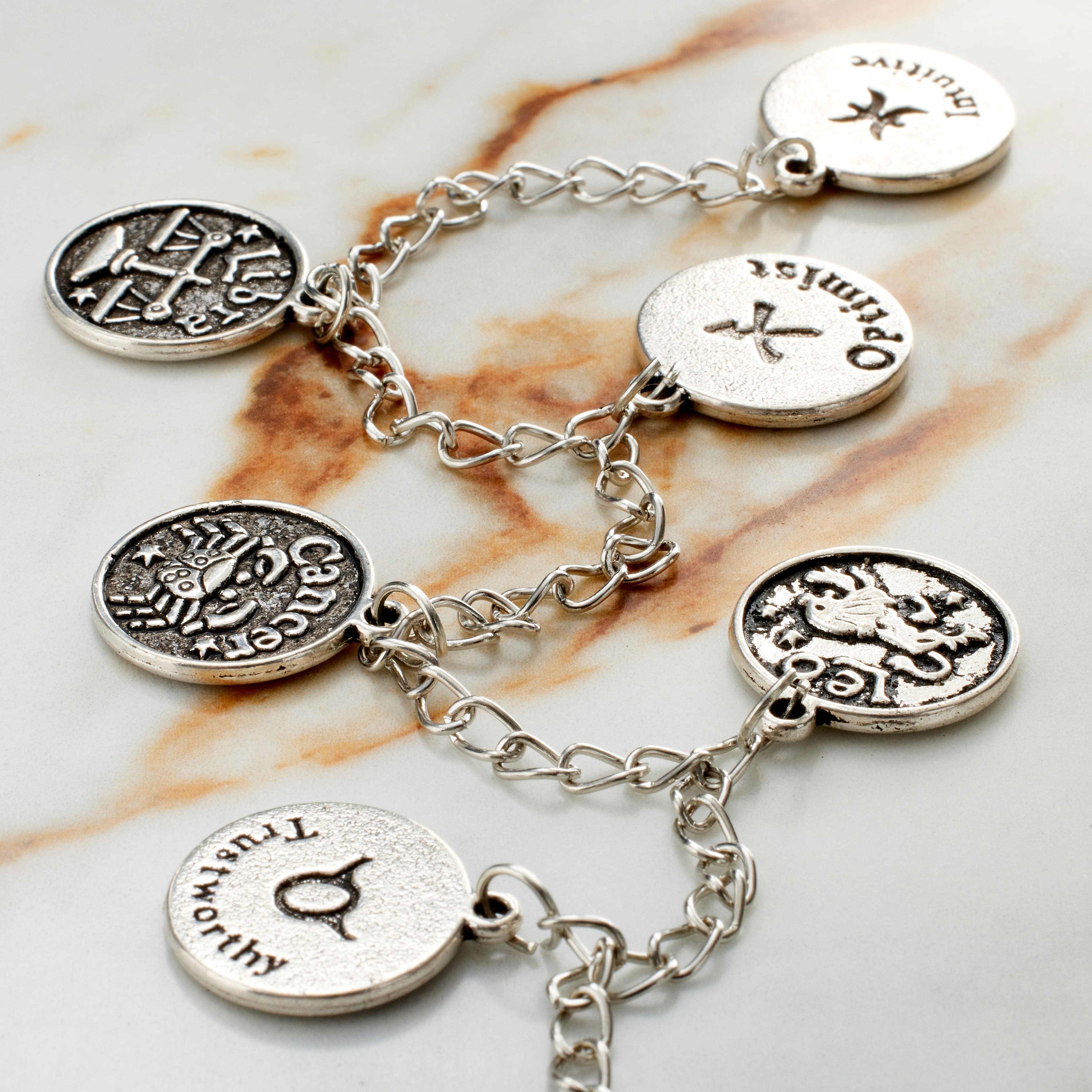 Silver Zodiac Metal Beads, 17mm by Bead Landing™