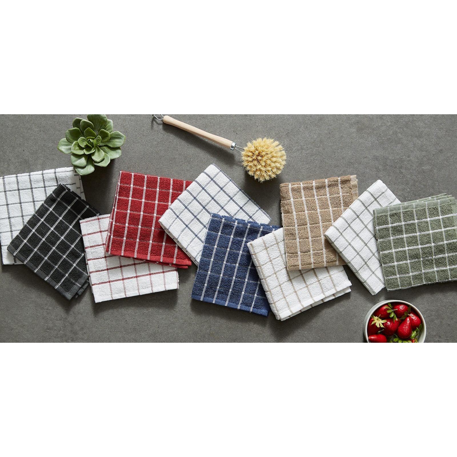 DII® French Blue Combo Windowpane Dishcloths, 6ct.