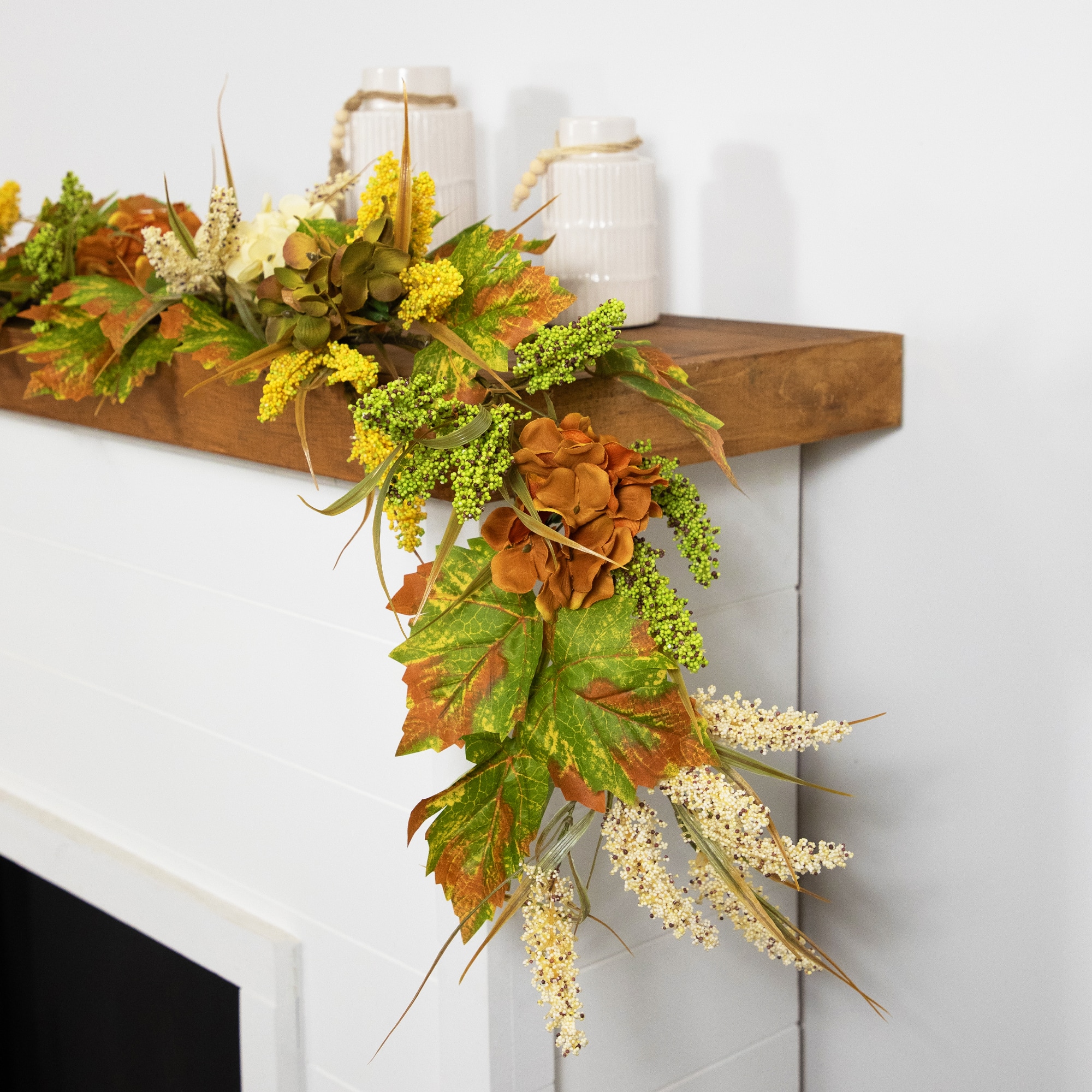 5ft. Flowers with Wheat Artificial Fall Harvest Garland