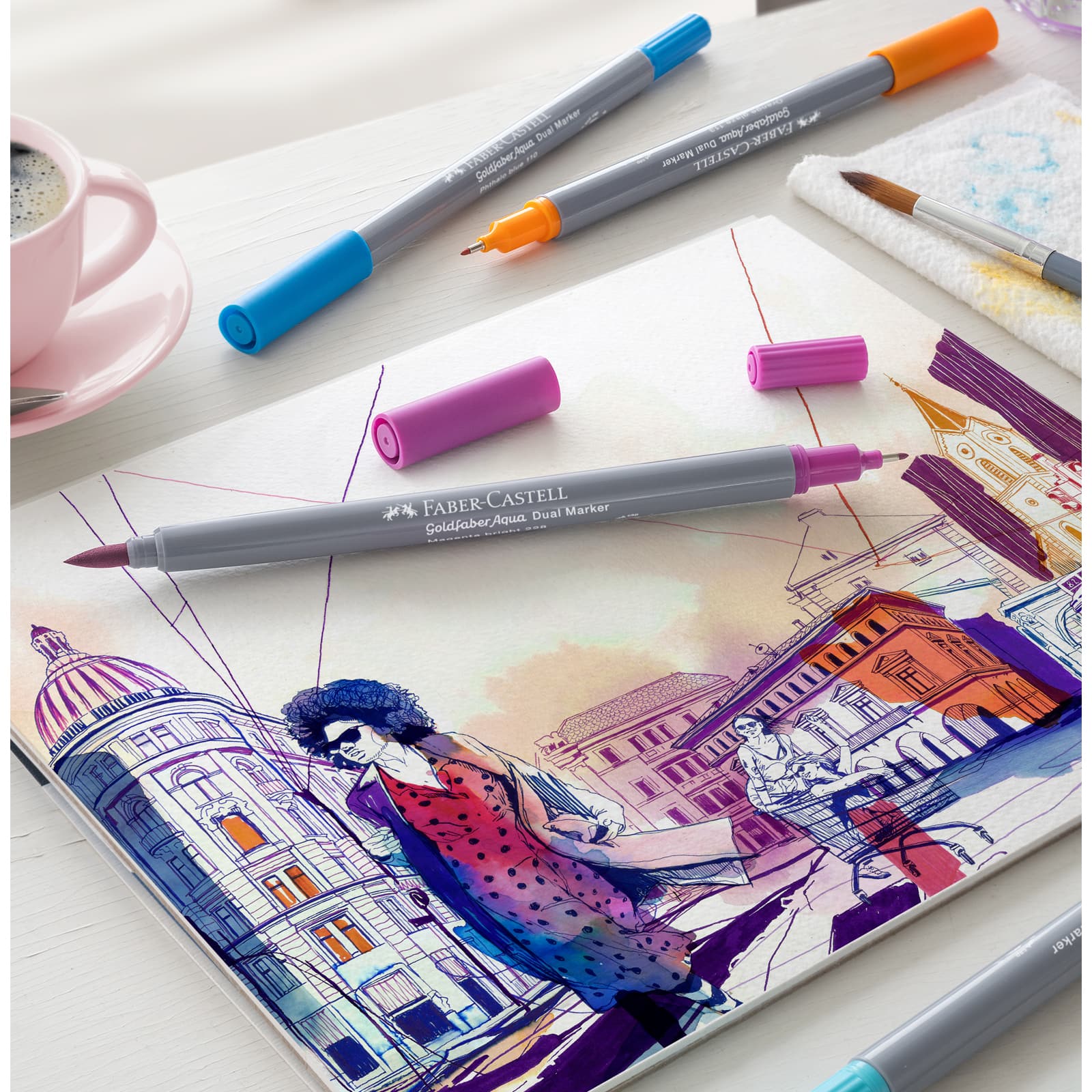 Goldfaber Woman Dual Ended Aqua Markers, 6ct.
