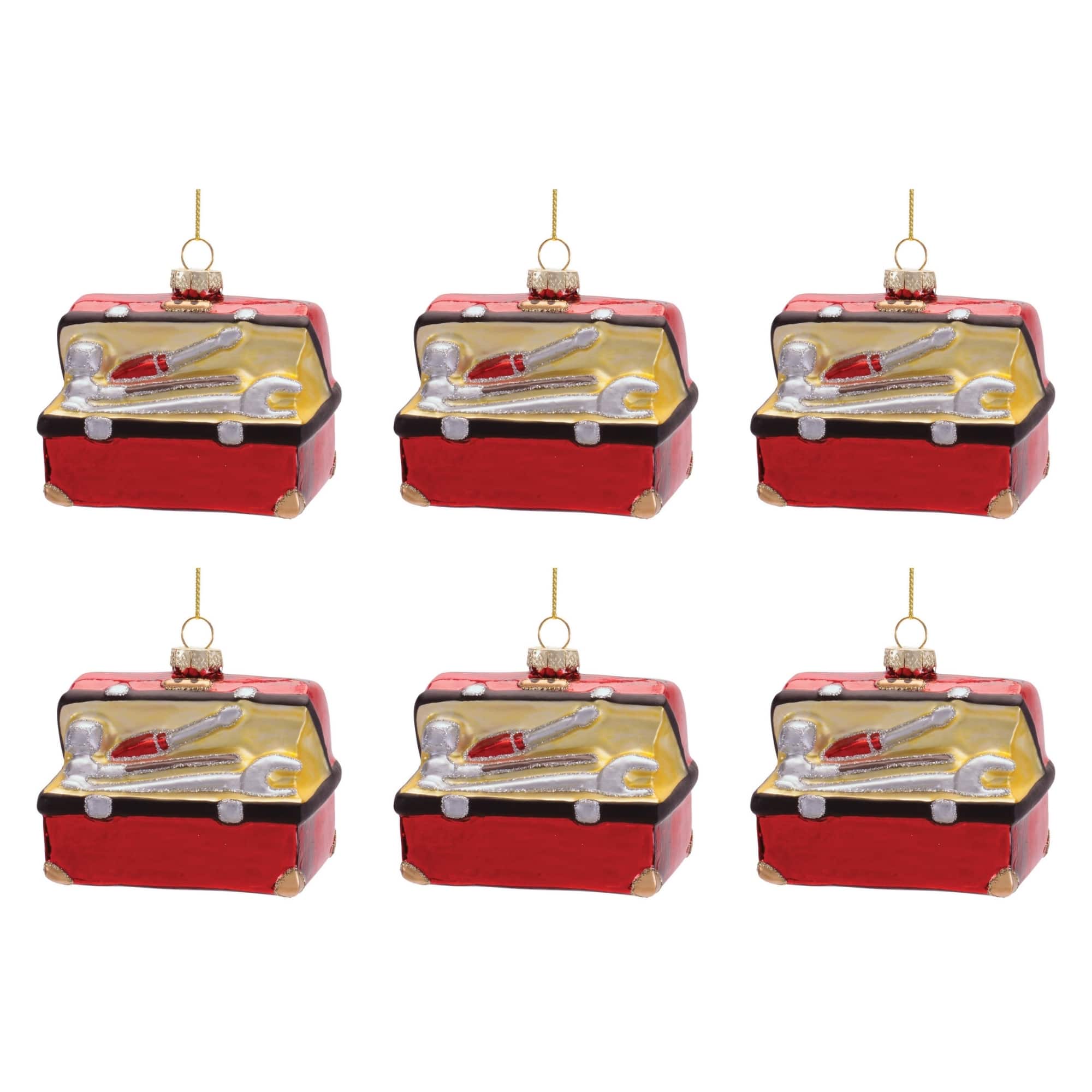 Melrose 3.5" Glass Toolbox Ornaments, 6ct.