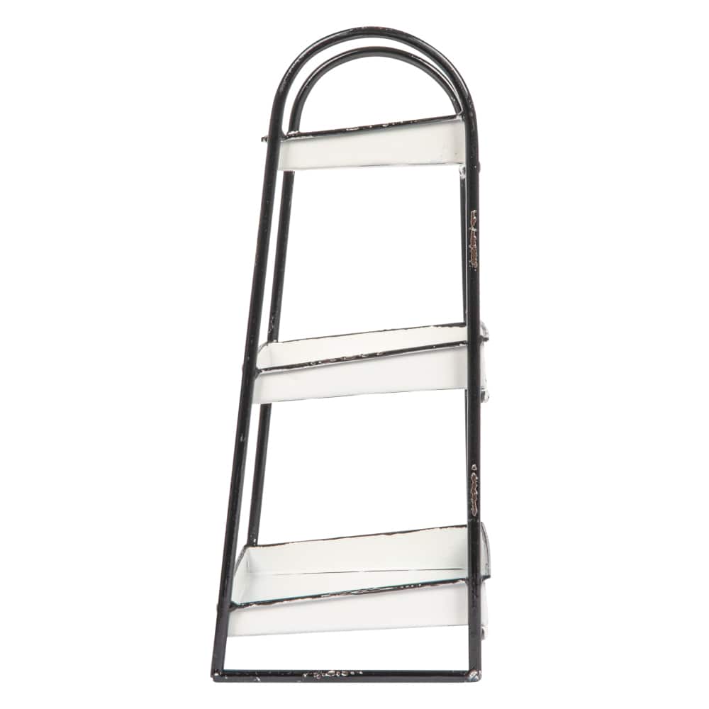 Hello Honey® 15.4" Distressed White 3-Tier Metal Tray with Black Frame