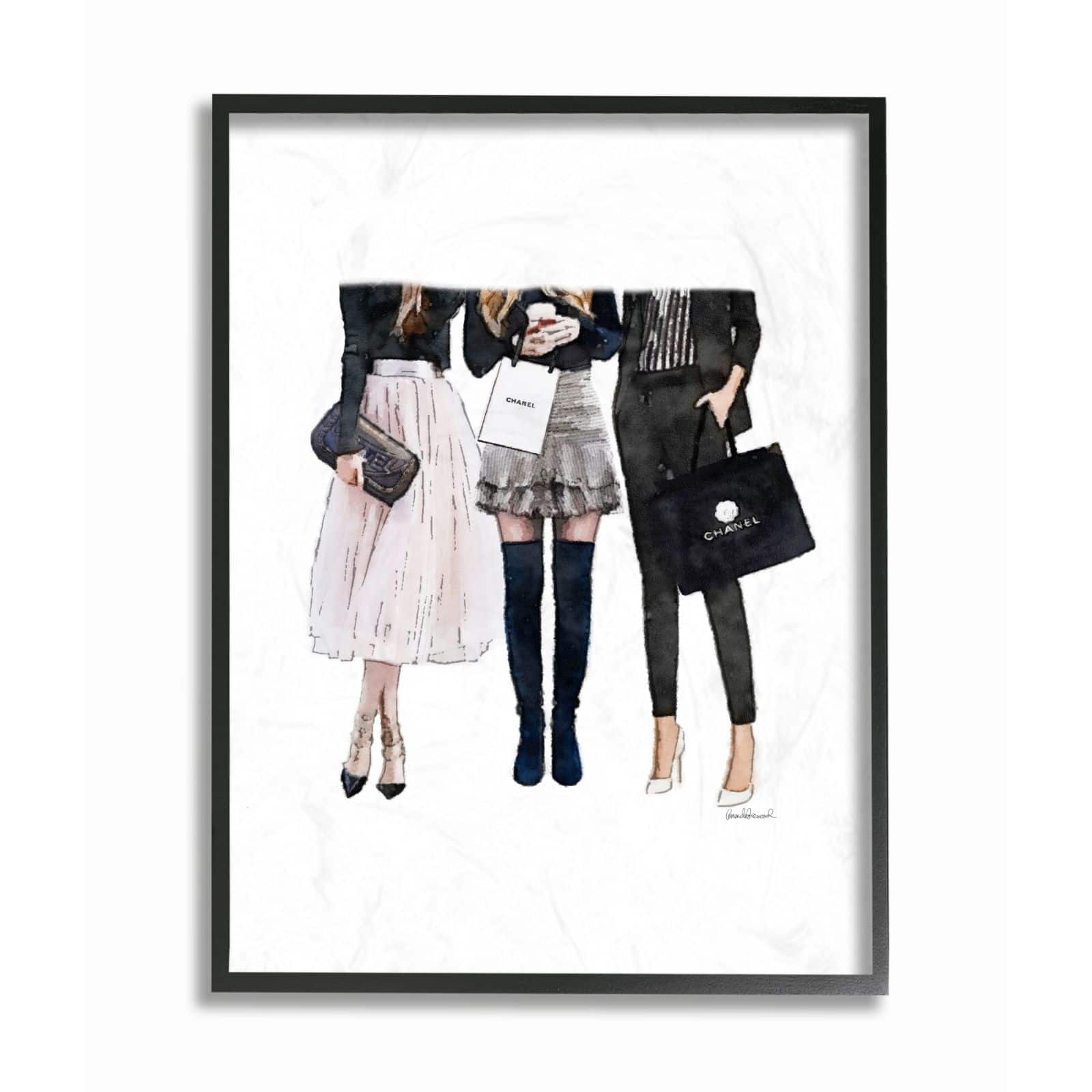 Stupell Industries Fashion Models Glam Brands Watercolor Framed Wall Art
