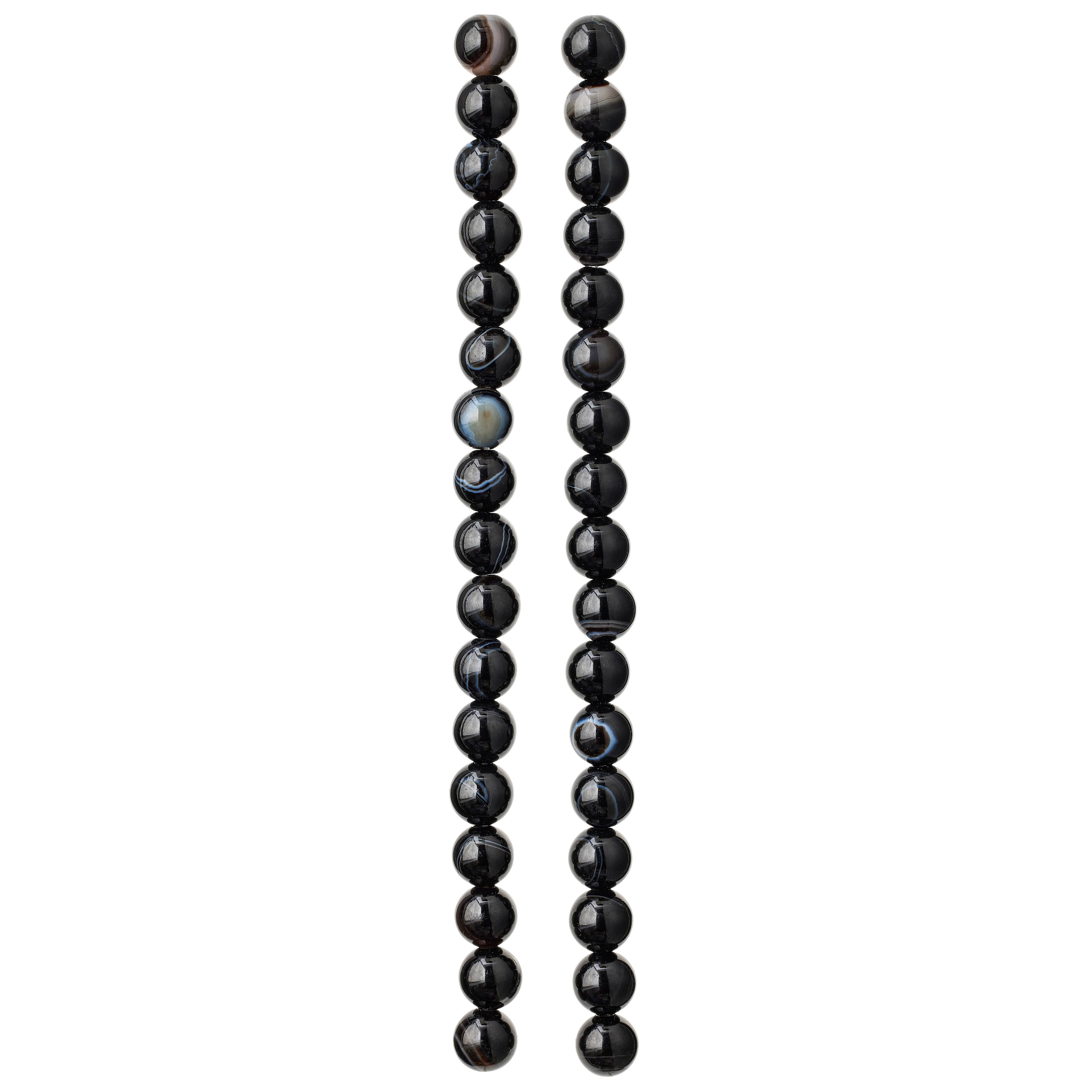 12 Pack: Black Agate Round Beads, 6mm by Bead Landing™