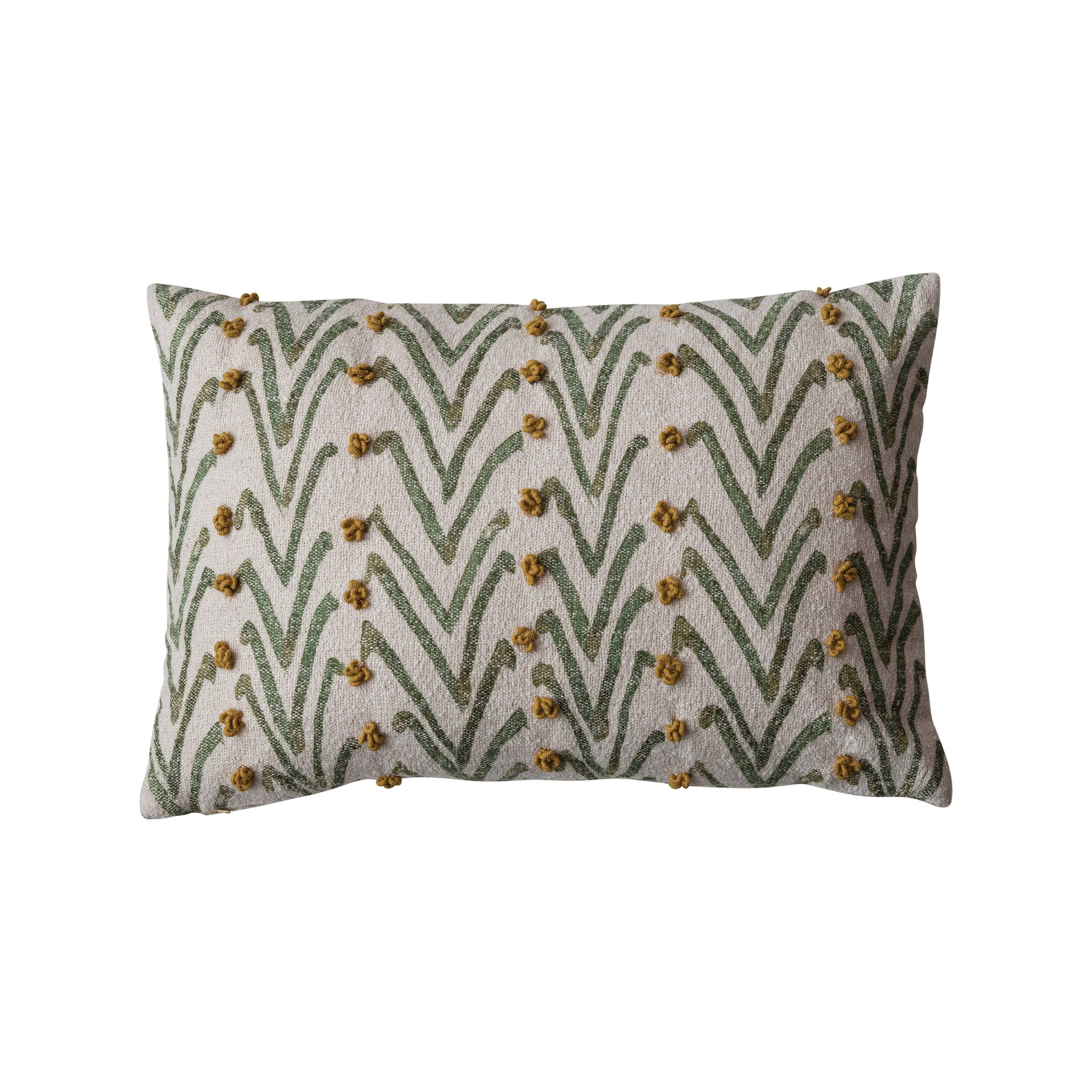 Hello Honey® 24" Natural, Green & Mustard Floral Pattern Lumbar Pillow