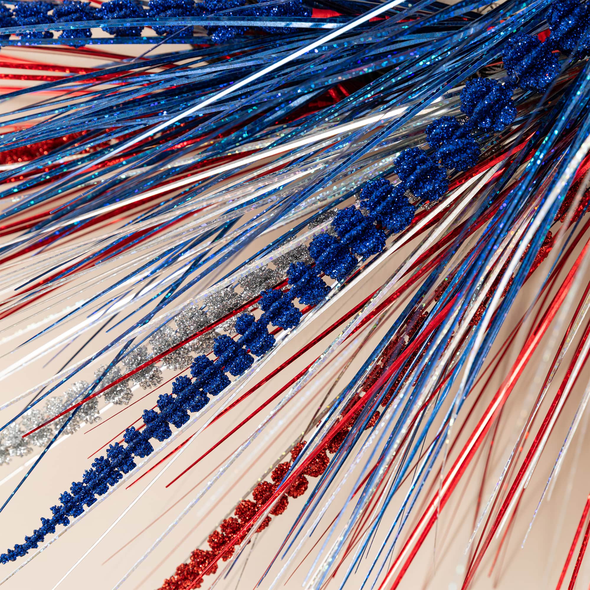 Glitzhome® 24" Patriotic Americana Tinsel and Heather Wreath