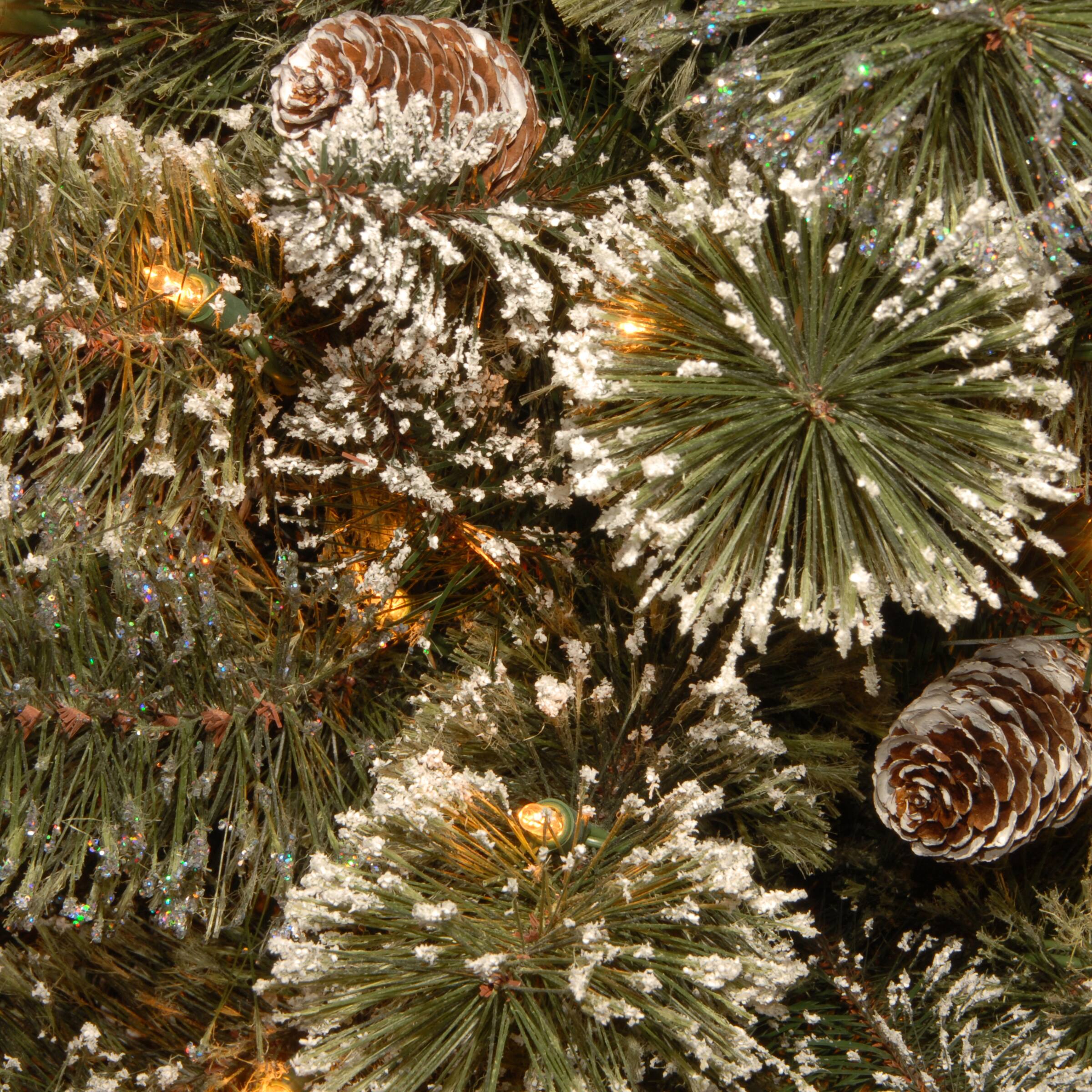 6ft. Pre-lit Glittery Bristle® Artificial Christmas Pine Mantle Swag with Pine Cones and Clear Lights