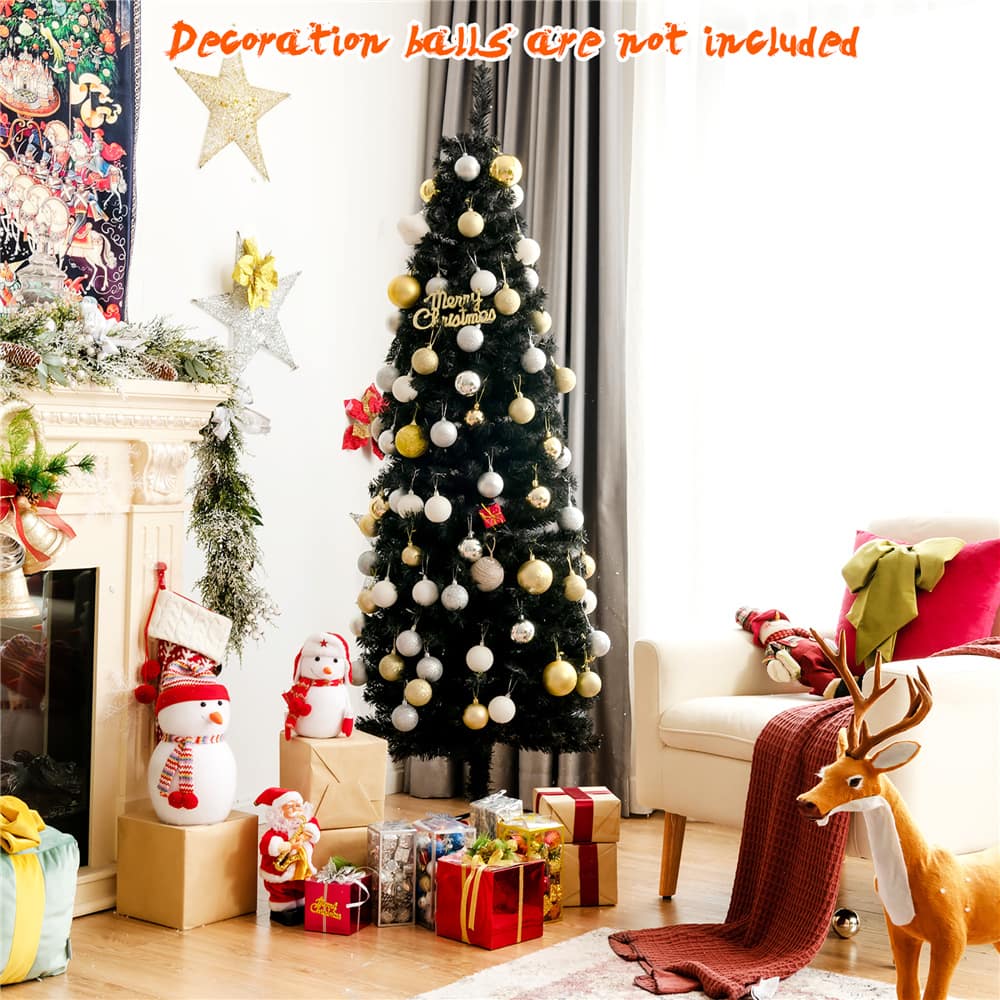 Costway 6ft. Unlit Black Slim Artificial Christmas Tree