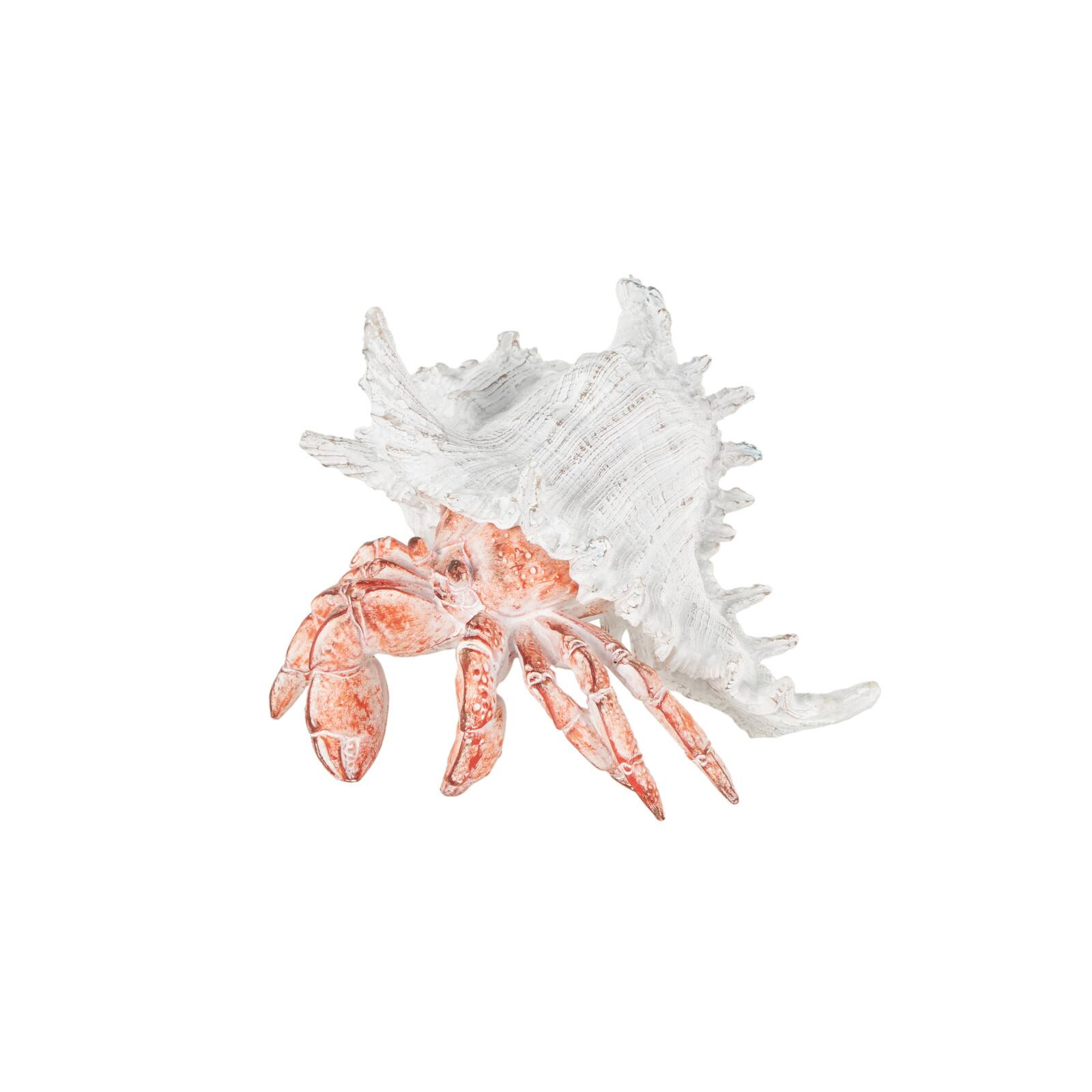 9" Polystone Crab Textured Decorative Sculpture with White Shell