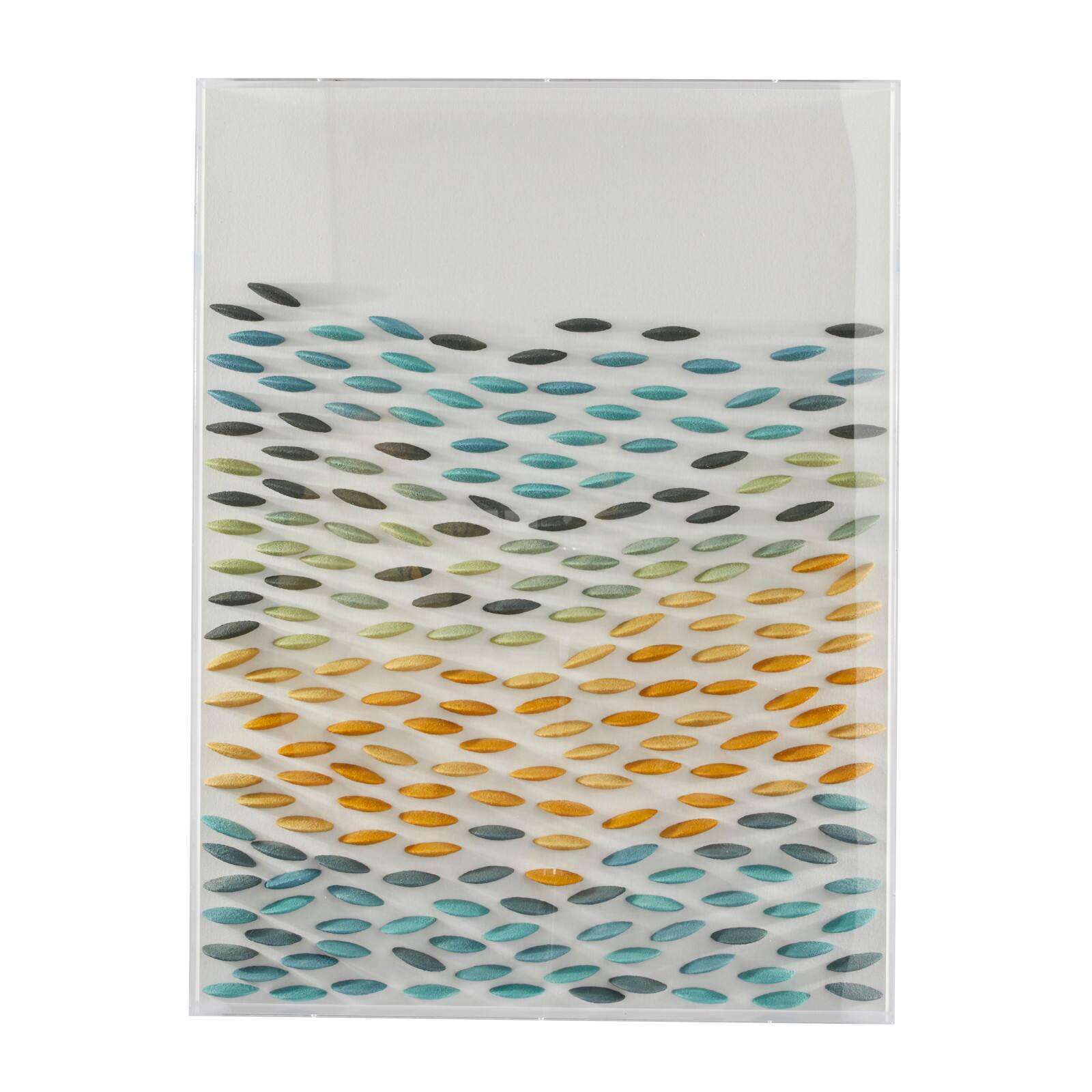 Blue Acrylic 3D Waves Geometric Shadow Box with Clear Frame 30" x 3" x 40"