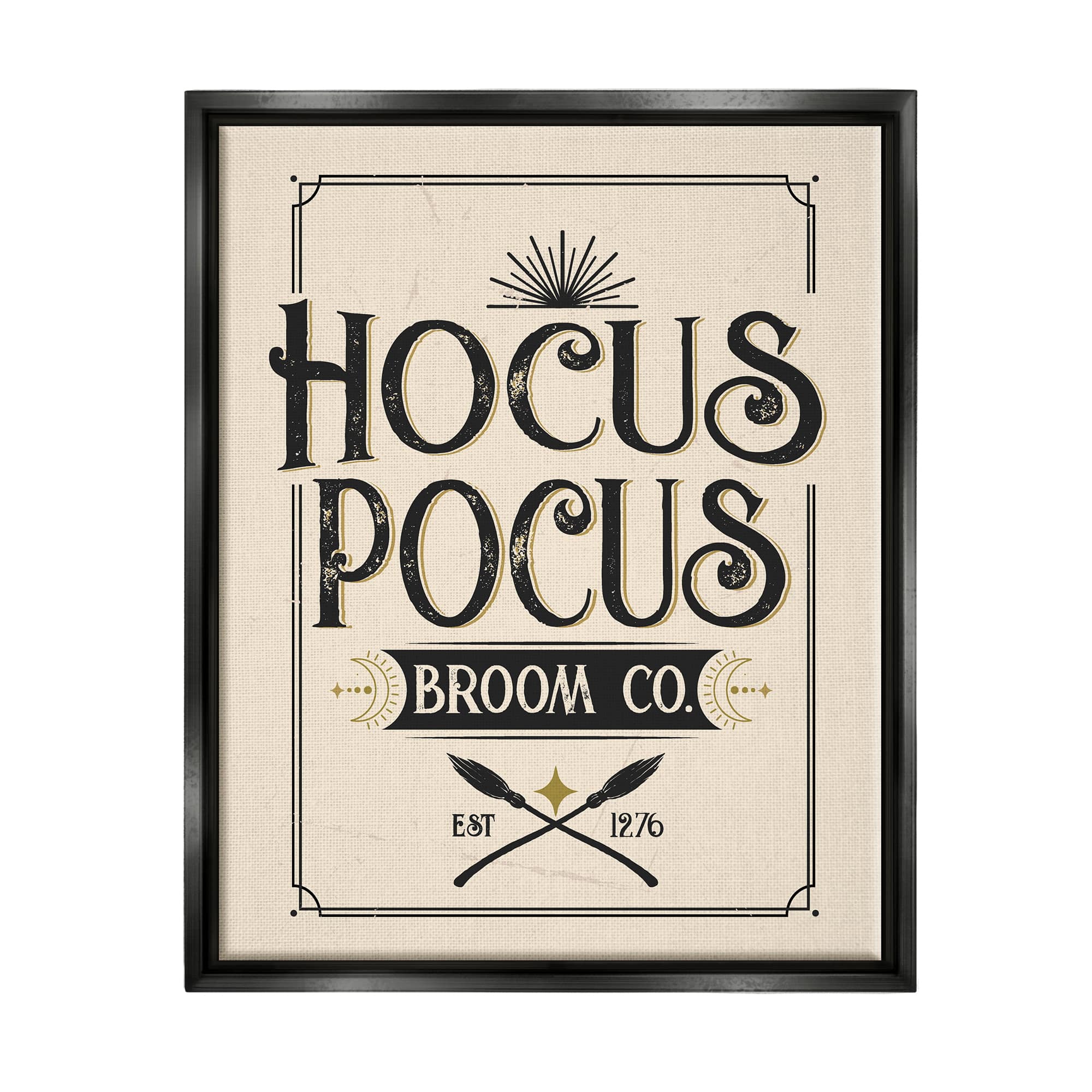 Stupell Industries Hocus Pocus Broom Co Sign Framed Floater Canvas Wall Art