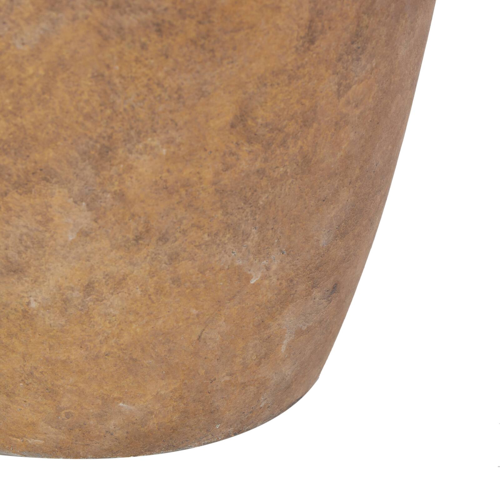 28" Brown Ceramic Distressed Antique Style Pot Table Lamp with Cream Linen Shade Vase