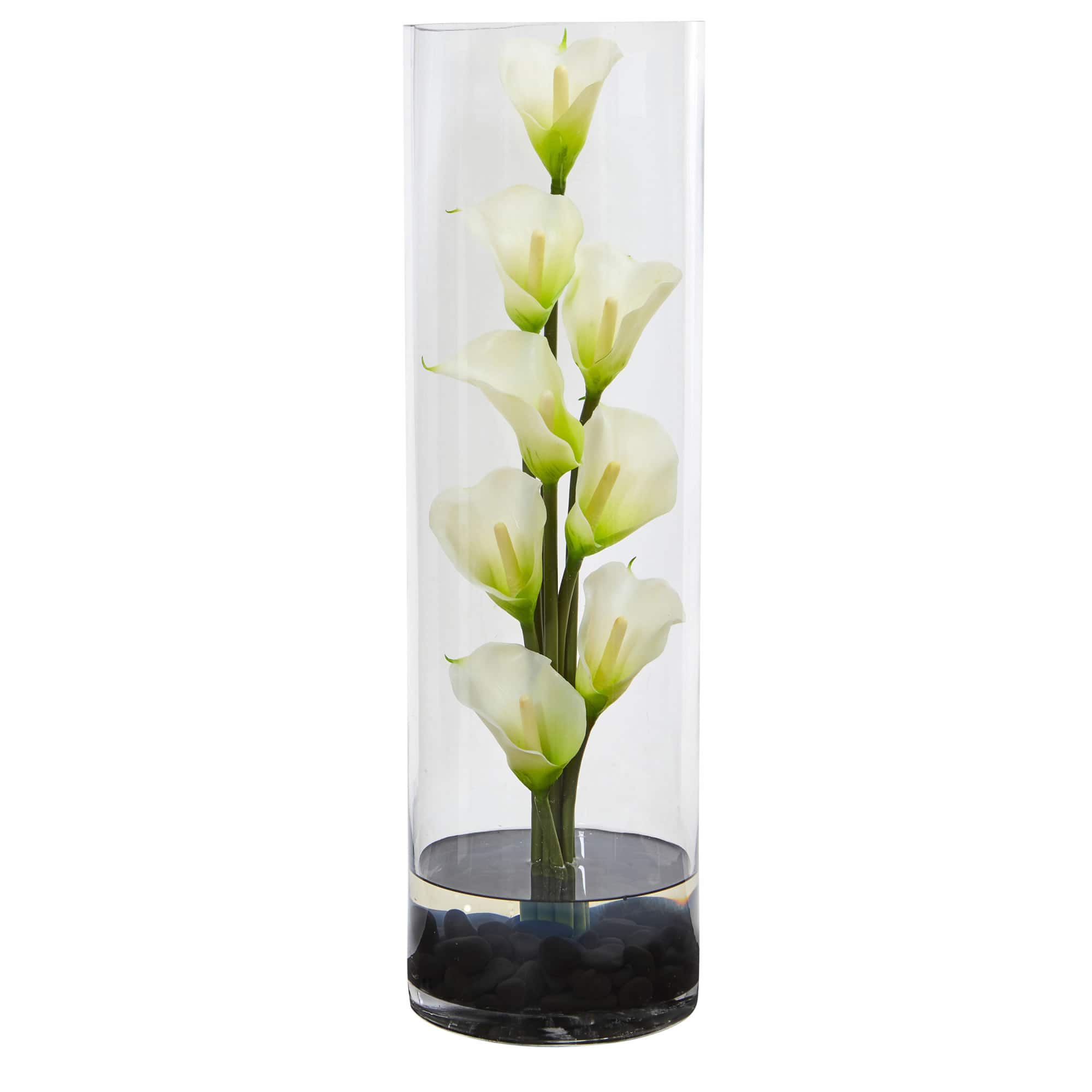 20" Calla Lily Arrangement in Cylinder Glass Vase