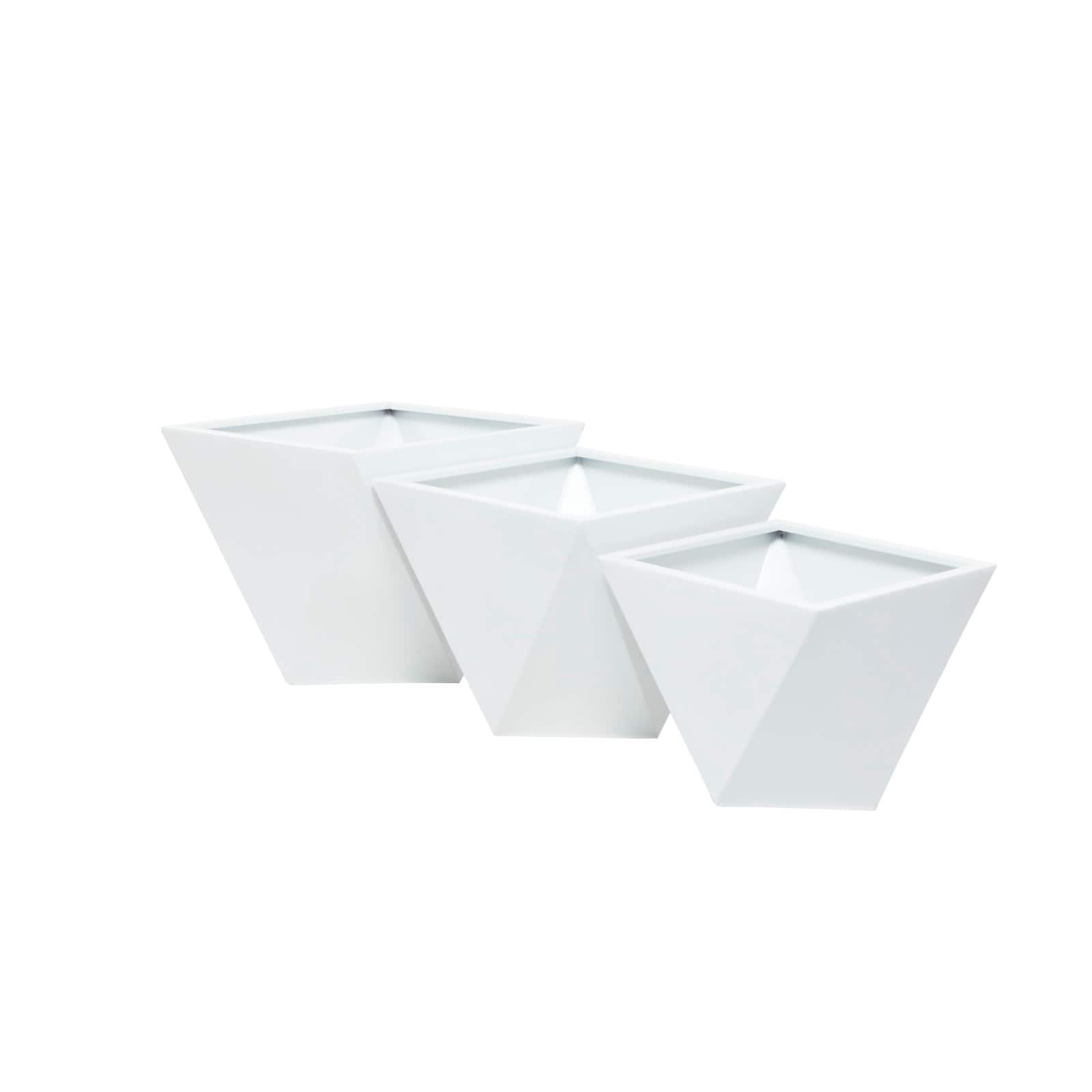 White Modern Planter, Set of 3" 18", 16", 15"