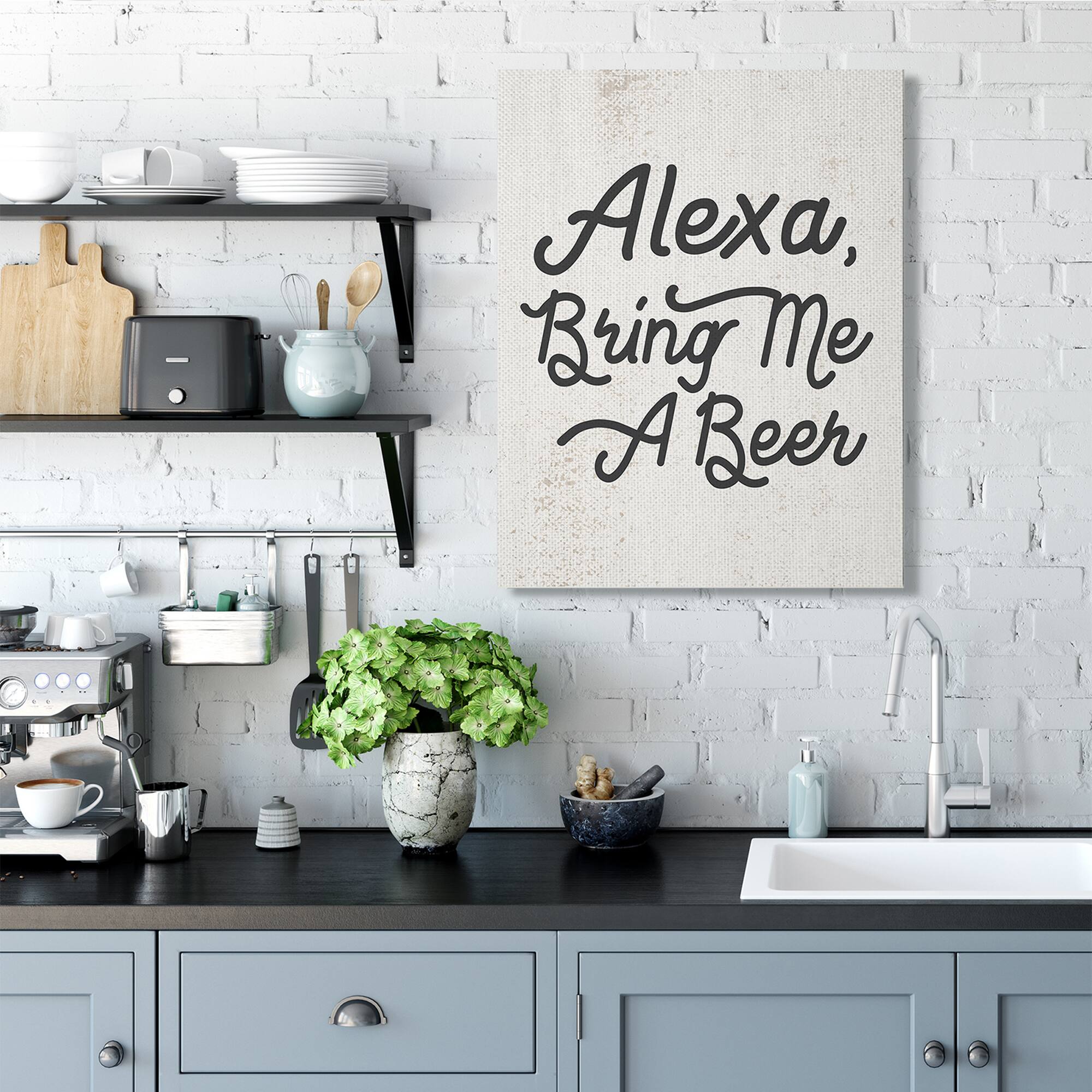 Stupell Industries Alexa Bring Me A Beer Canvas Wall Art