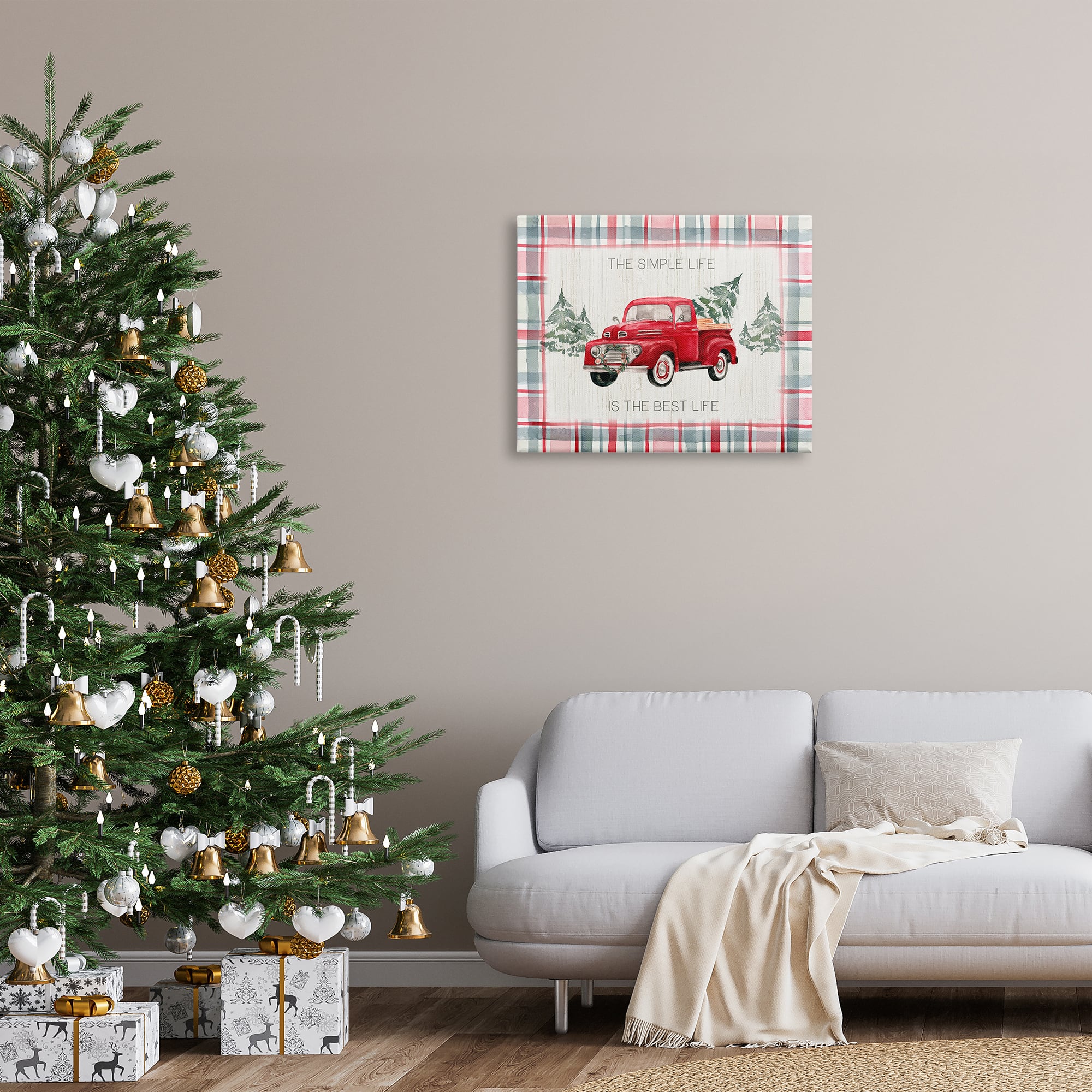 Stupell Industries Simple Life Is Best Plaid Truck Canvas Wall Art