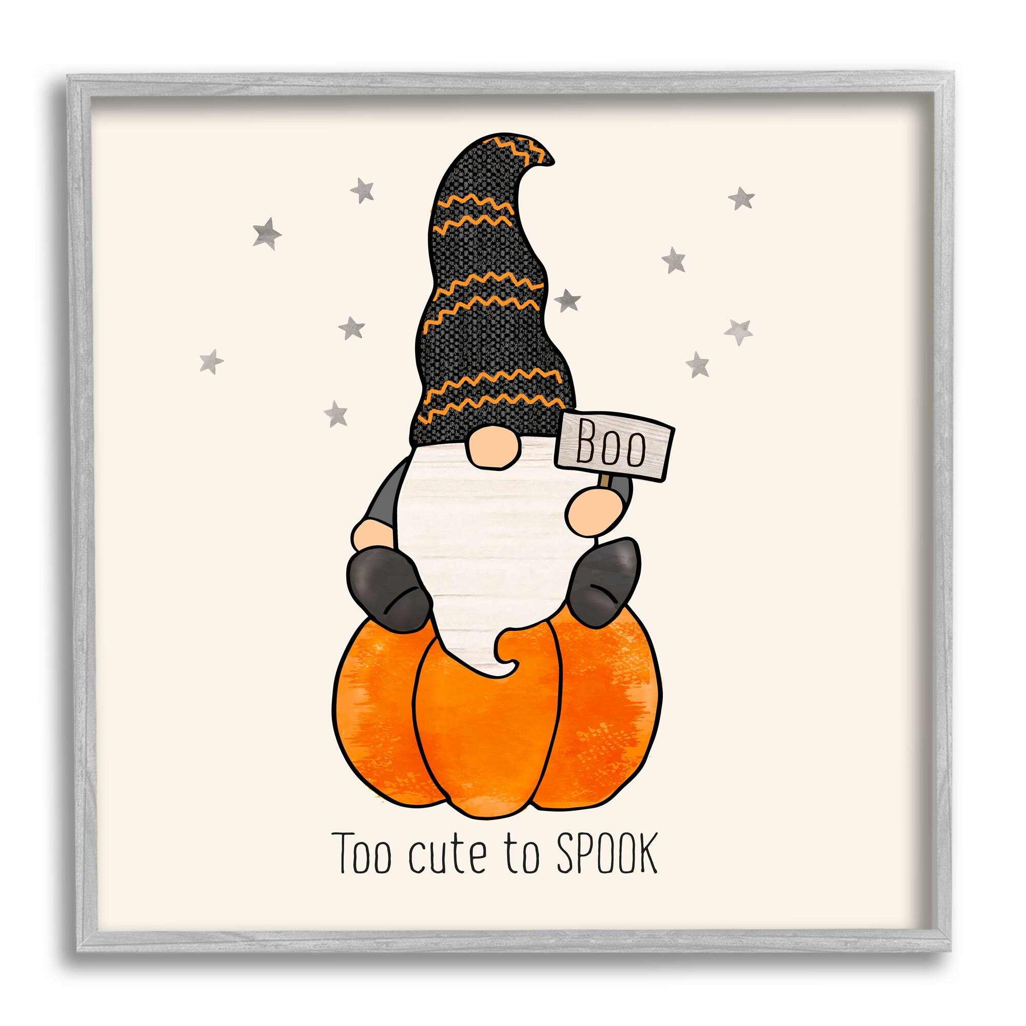 Stupell Industries Too Cute To Spook Gnome Phrase Framed Giclee Art