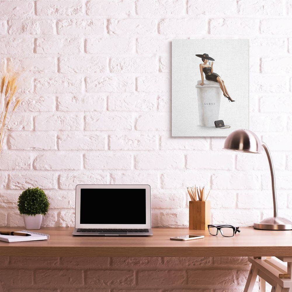 Stupell Industries Stylish Fashion Female Pose Coffee Designer Purse Canvas Wall Art