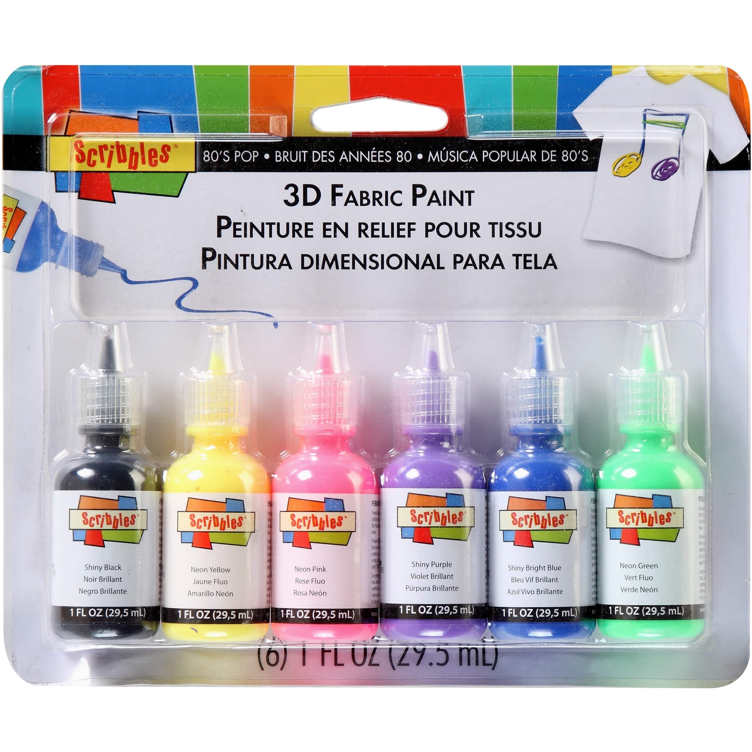 Scribbles® 80's Pop 3D Fabric Paint Set