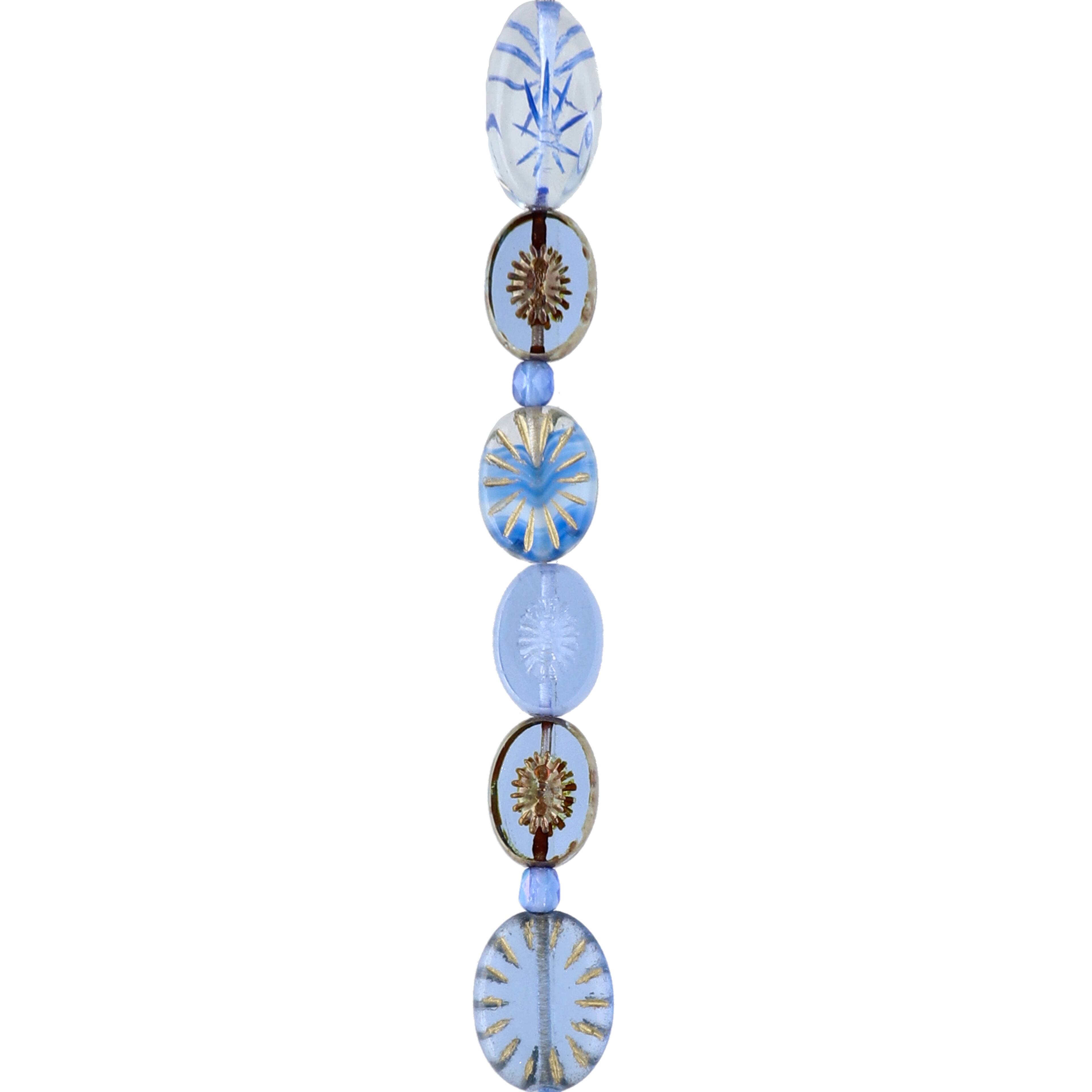 6 Packs: 14 ct. (84 total) Beam Blue Czech Glass Oval Bead Mix by Bead Landing™