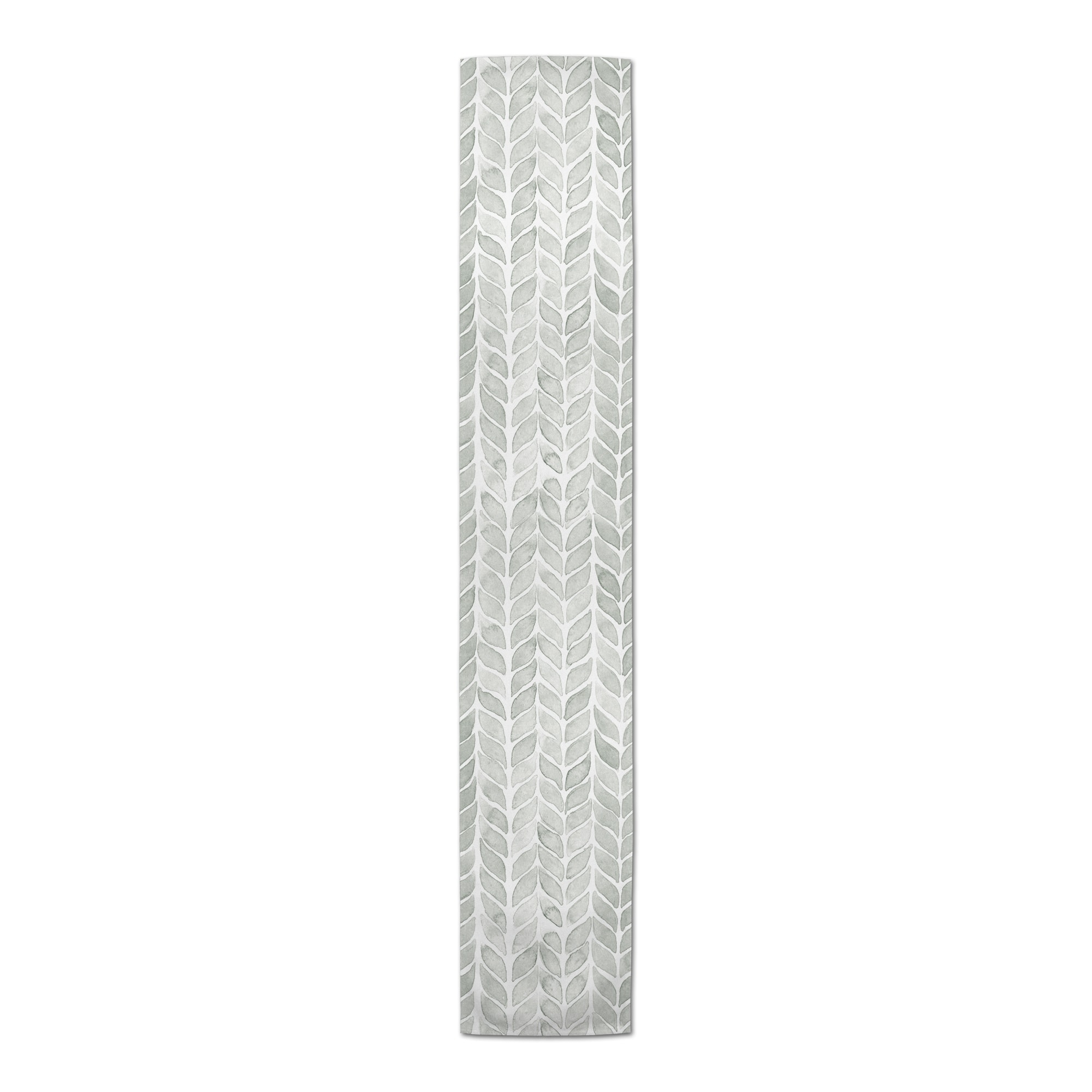 72" Soft Green Chevron Pattern Cotton Twill Table Runner