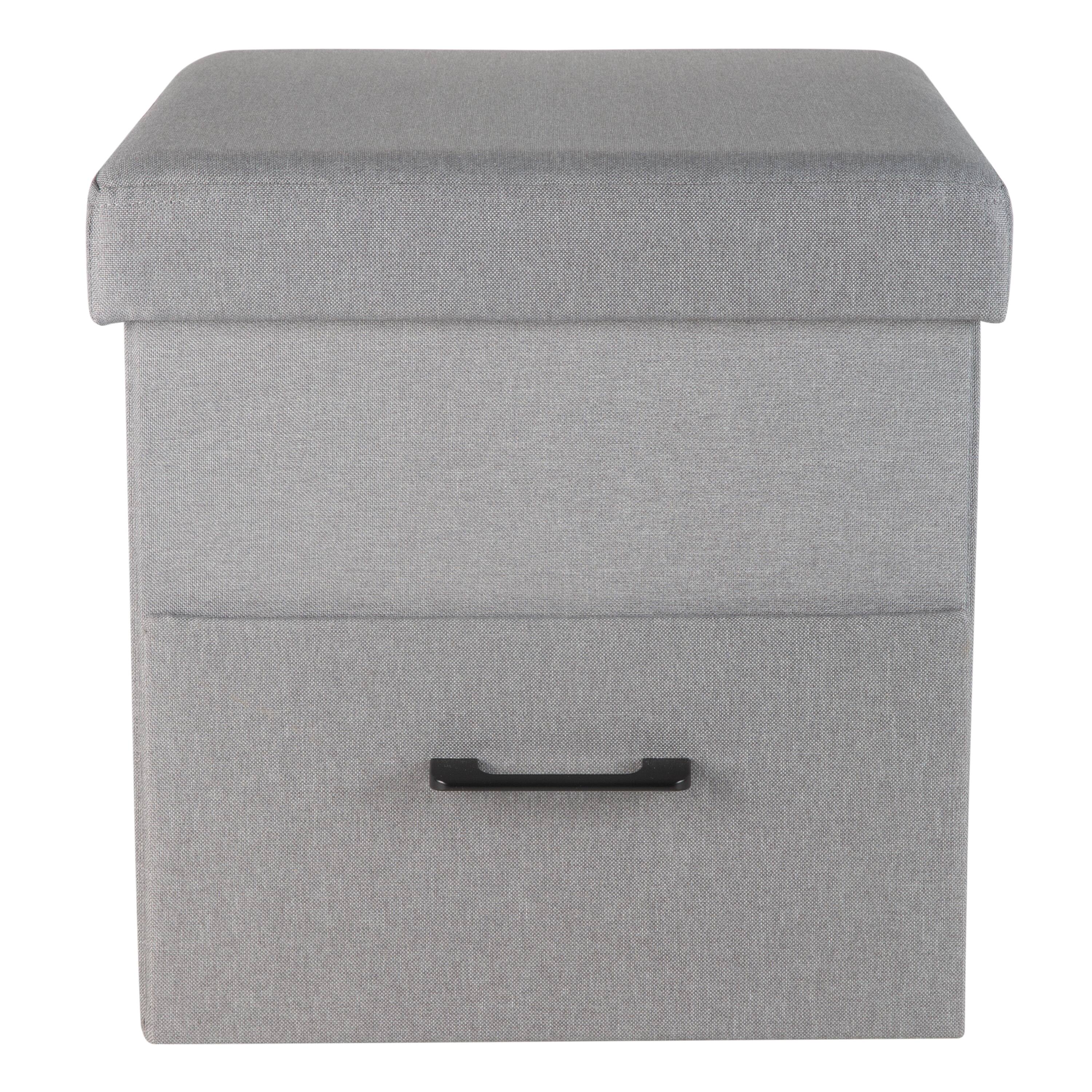 Simplify Gray Collapsible Storage Ottoman with Drawer