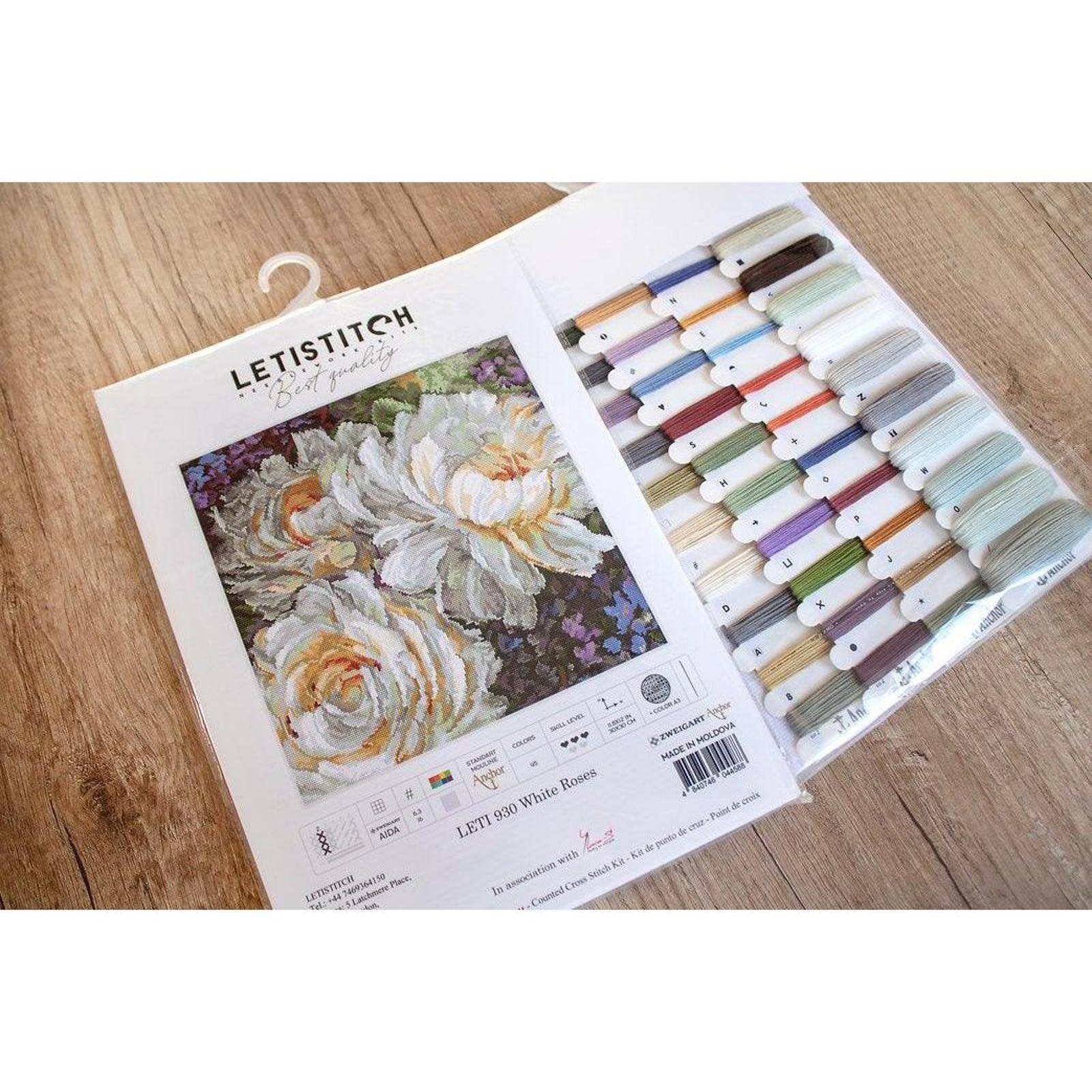 Letistitch White Roses Counted Cross Stitch Kit