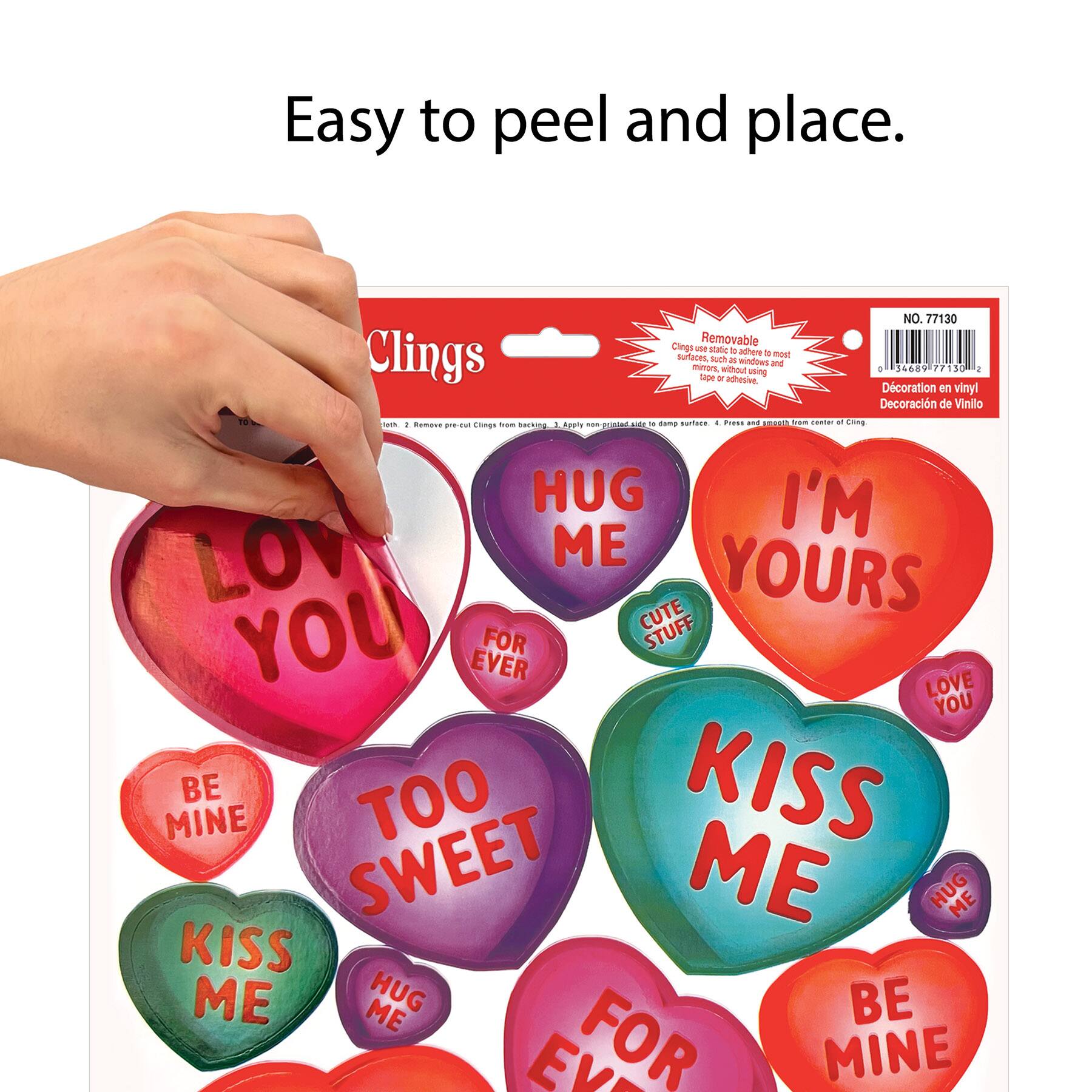 Beistle Candy Heart Clings, 3ct.