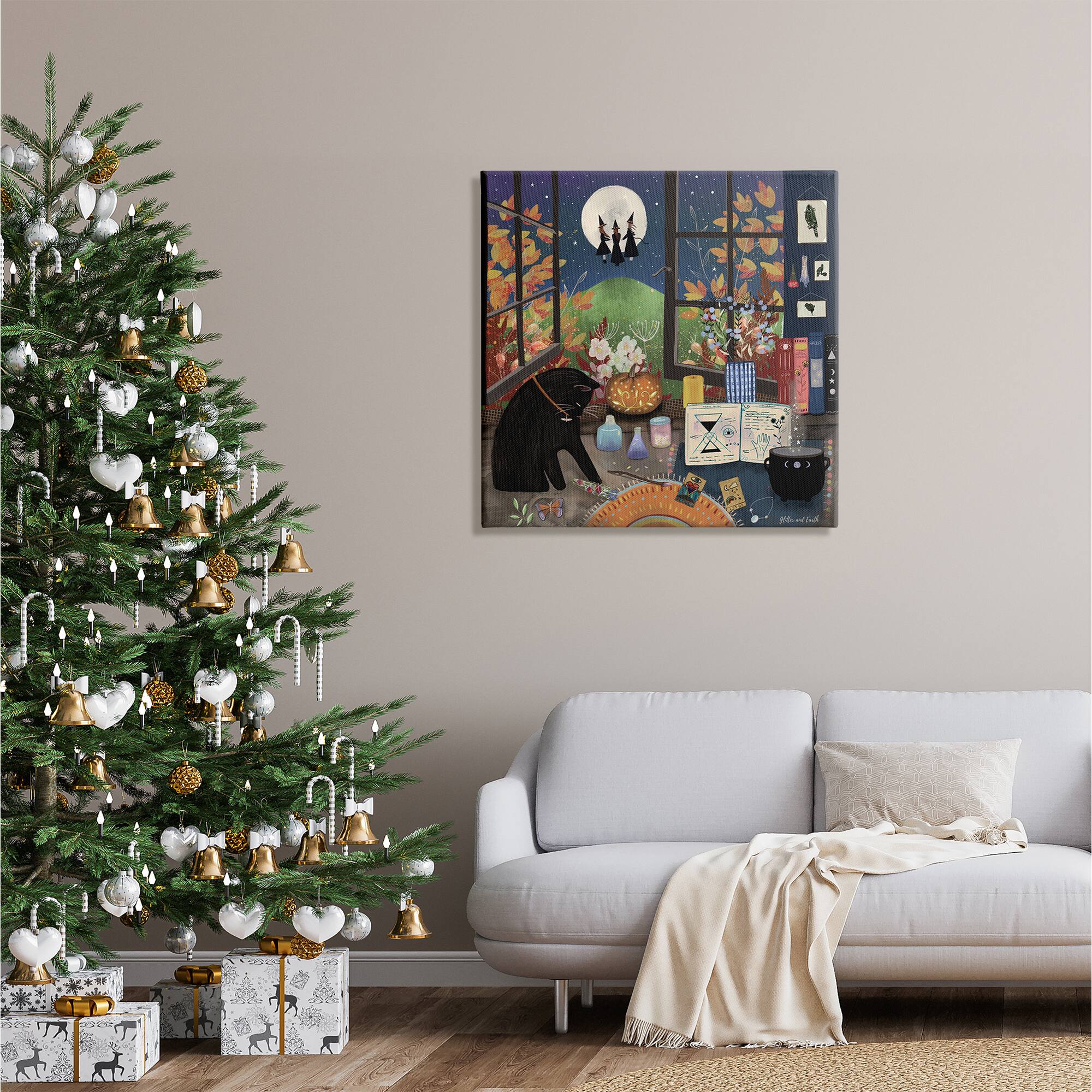 Stupell Industries Halloween Witches Autumn Moon Canvas Wall Art