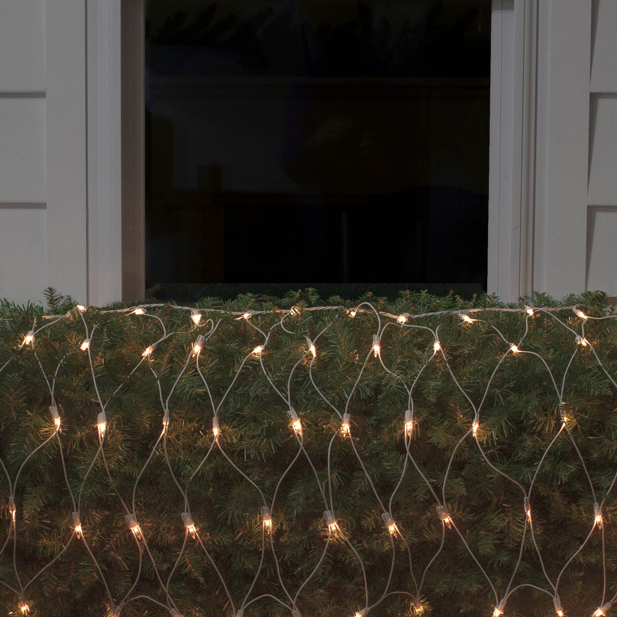 2' x 8' Clear Mini Net Style Column Christmas Lights  White Wire