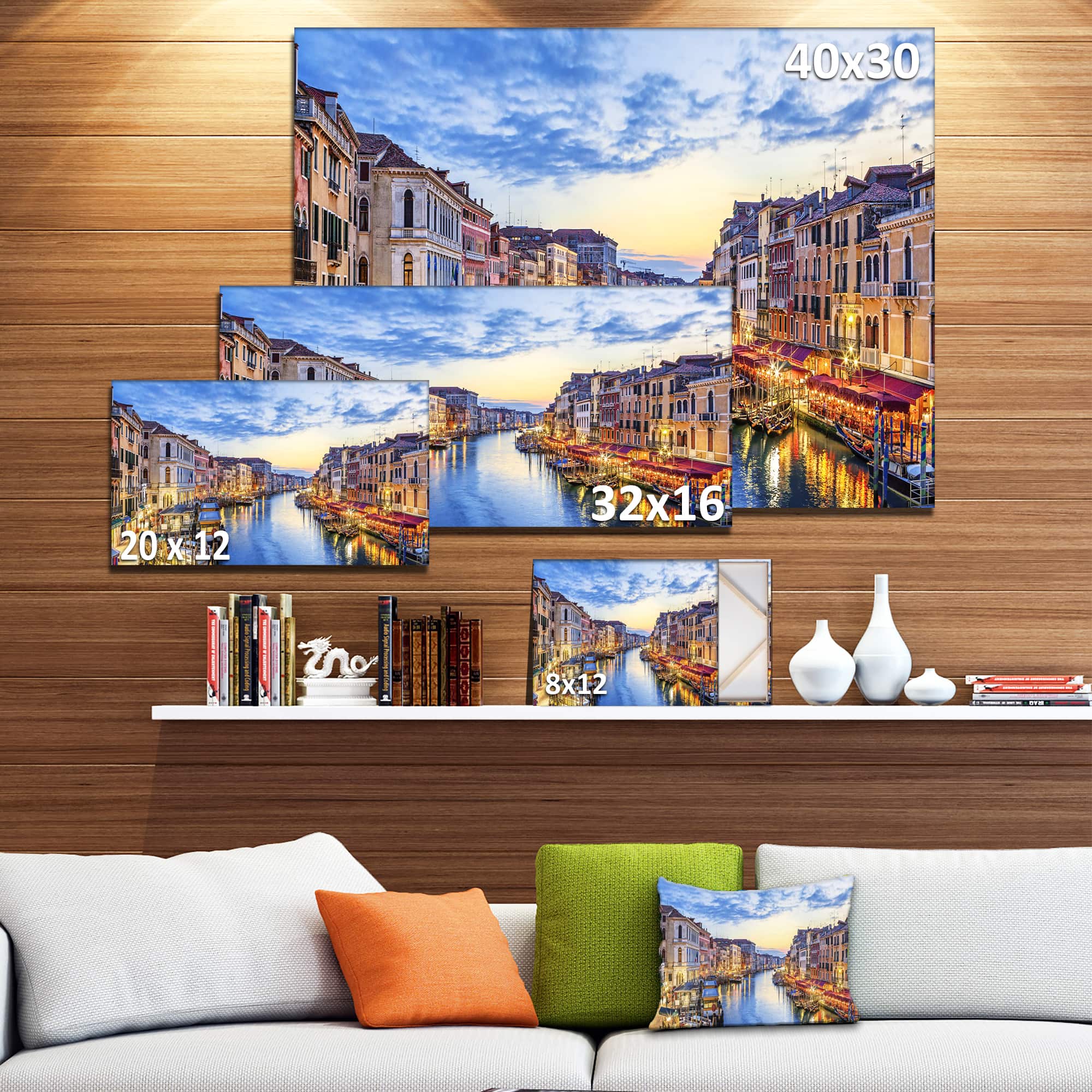 Designart - Grand Canal Panorama - Landscape Photography Canvas Print