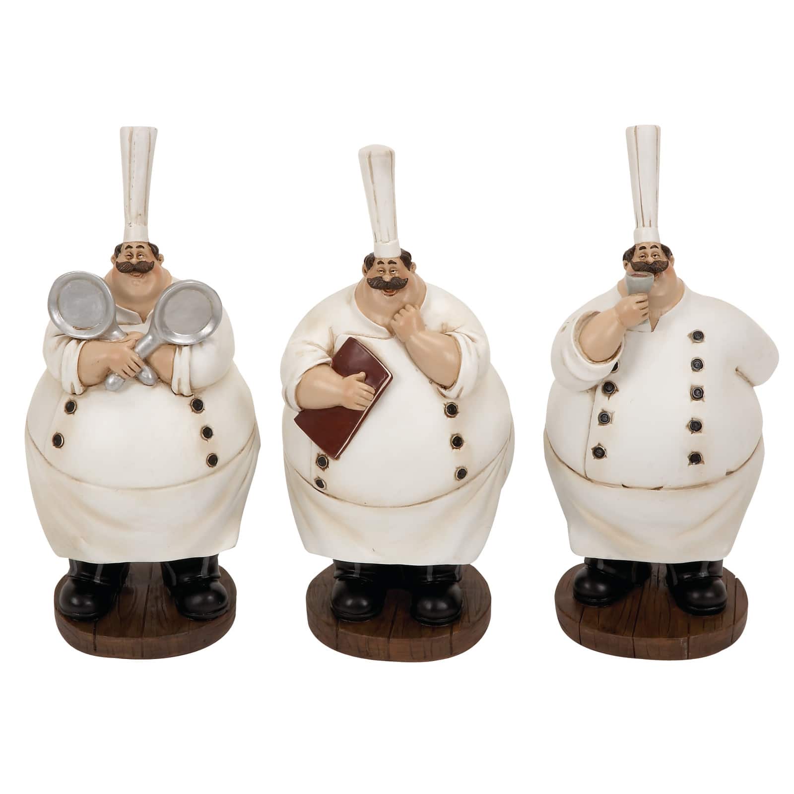 10" White Polystone Traditional Chef Sculpture, 3ct.