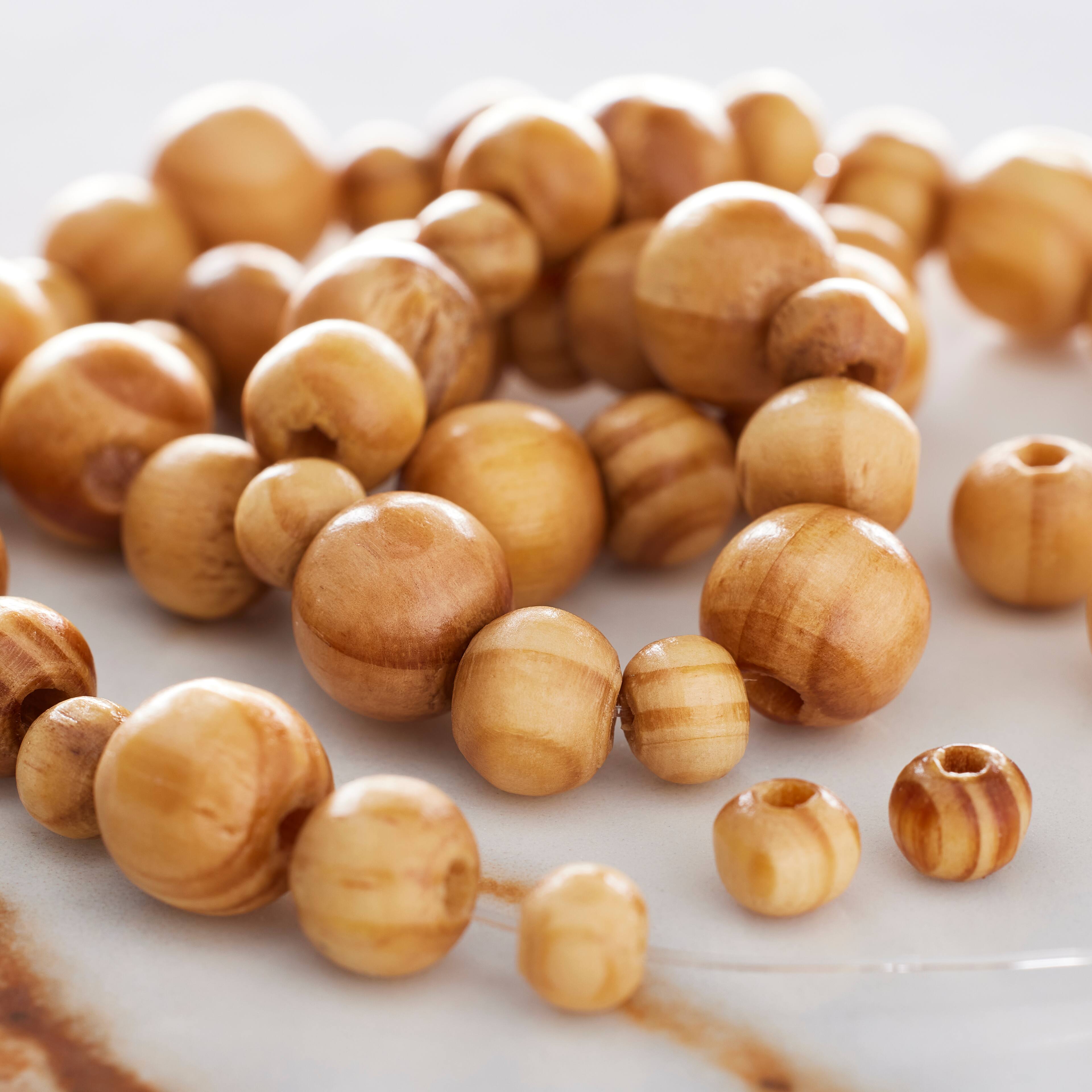 Natural Wooden Round Beads by Bead Landing™