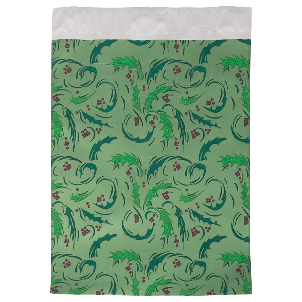 JAM Paper 9" x 12" Green Mistletoe Foil Peel & Seal Closure Envelopes, 100ct.