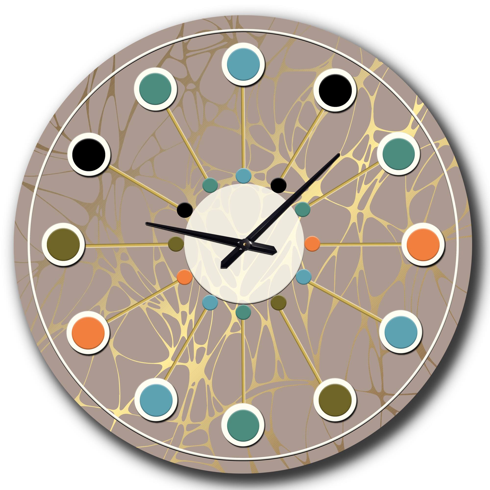 Designart 'Golden Marble Design Ii Mid-Century Modern Wall Clock