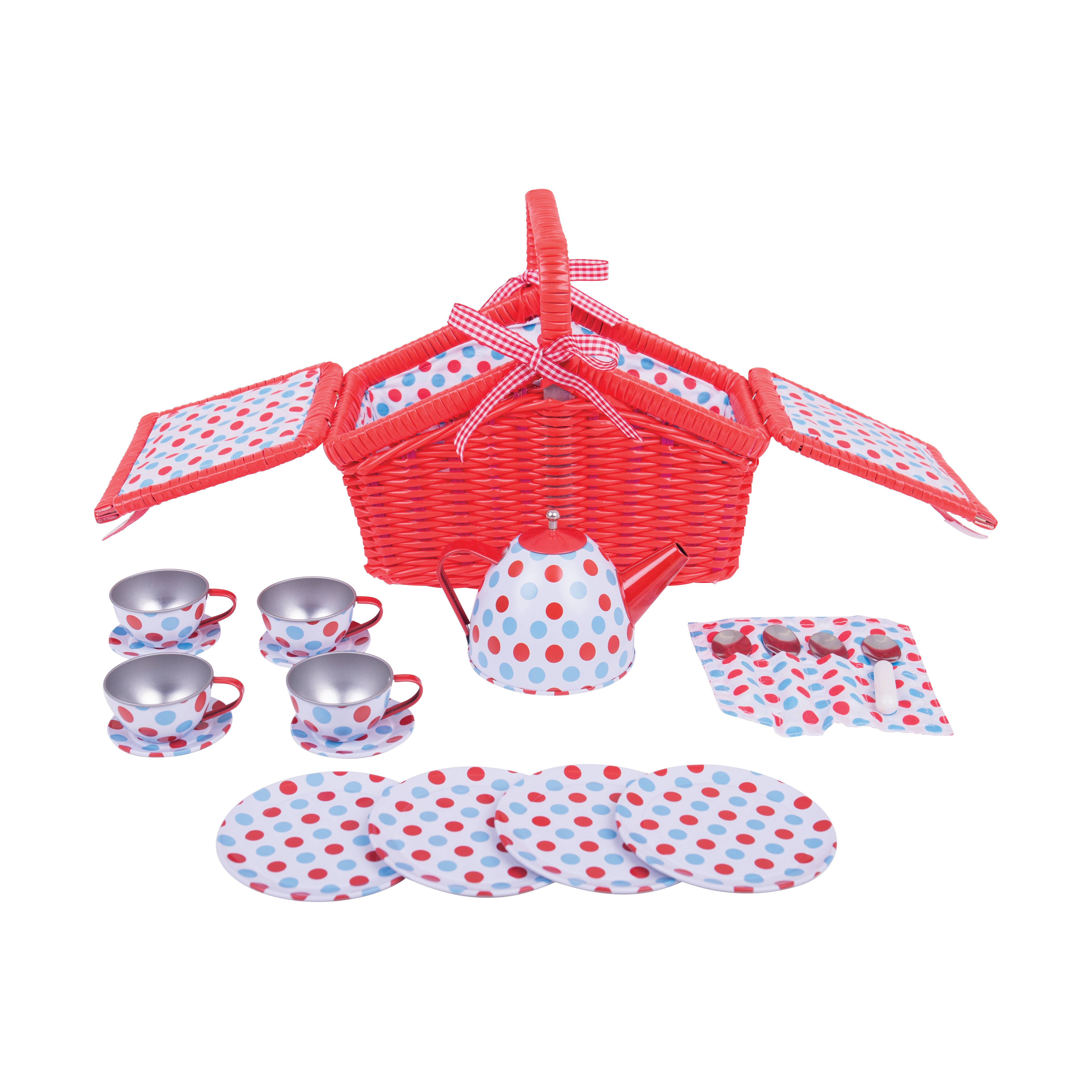 Tin Tea Set & Basket