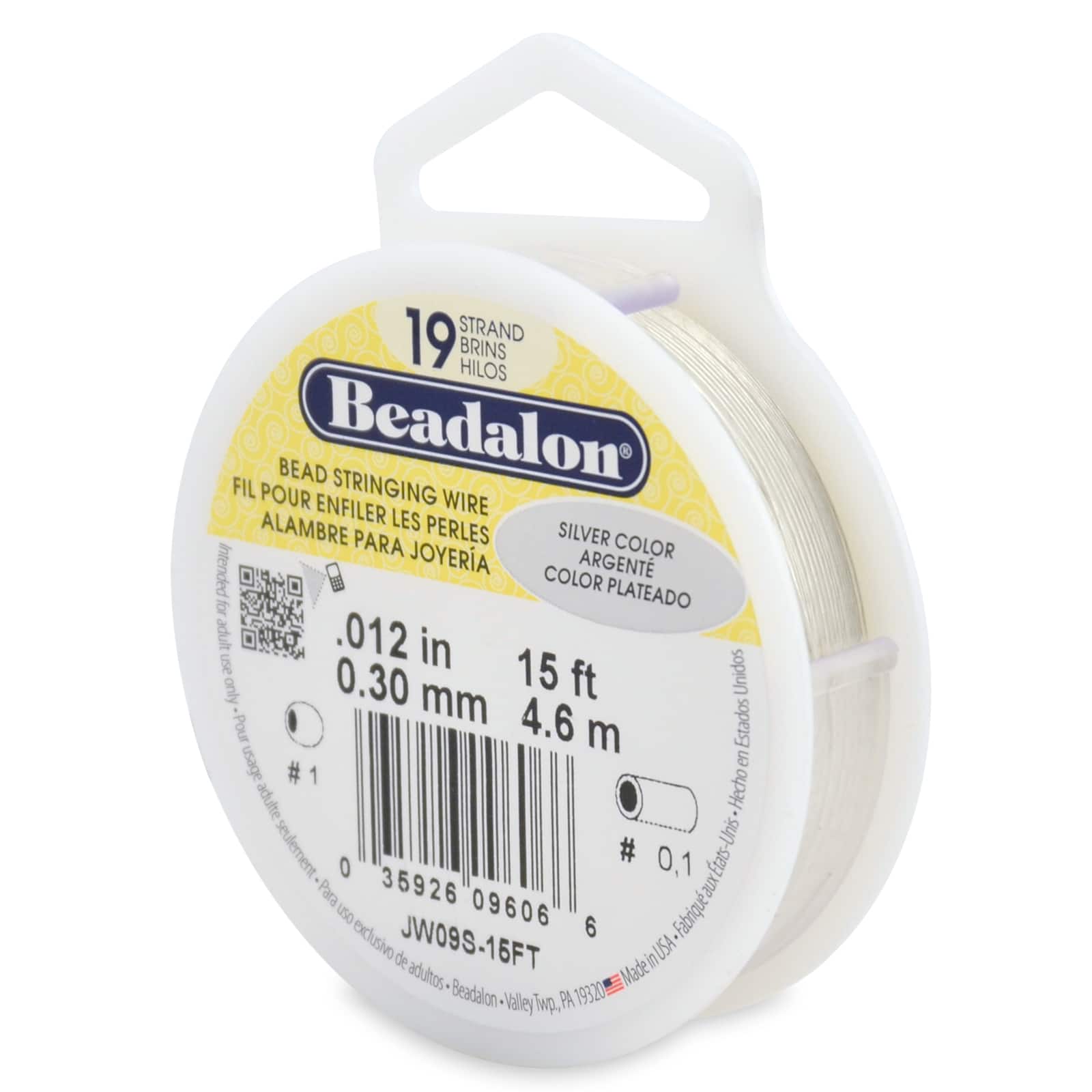 Beadalon® 0.3mm Silver 19 Strand Bead Stringing Wire, 15ft.