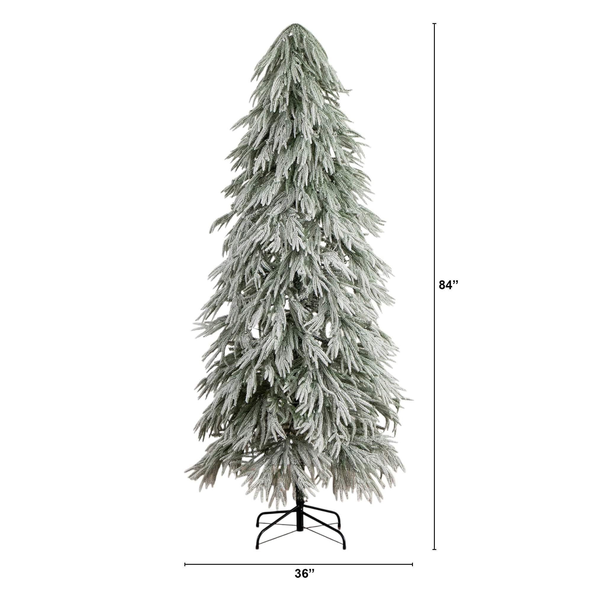 7ft.  Pre-Lit Down Swept Flocked Artificial Christmas Tree, Warm White LED Lights