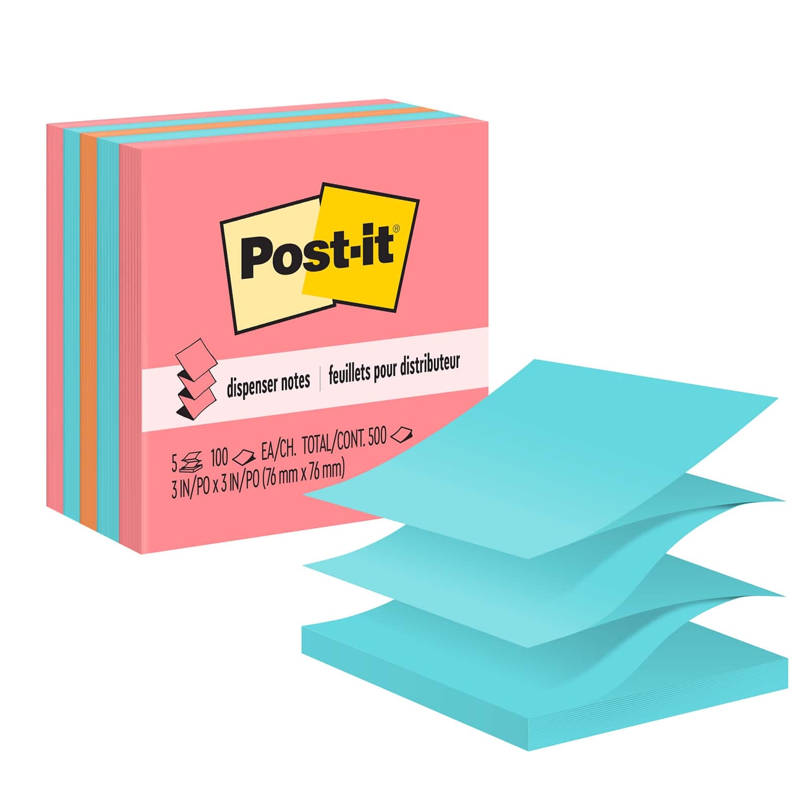 Post-it® 3" x 3" Neon Pop-up Note Pads, 2 Packs of 5