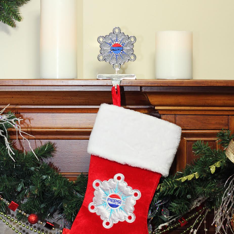 6.5" Silver & Blue Pepsi Snowflake Christmas Stocking Holder