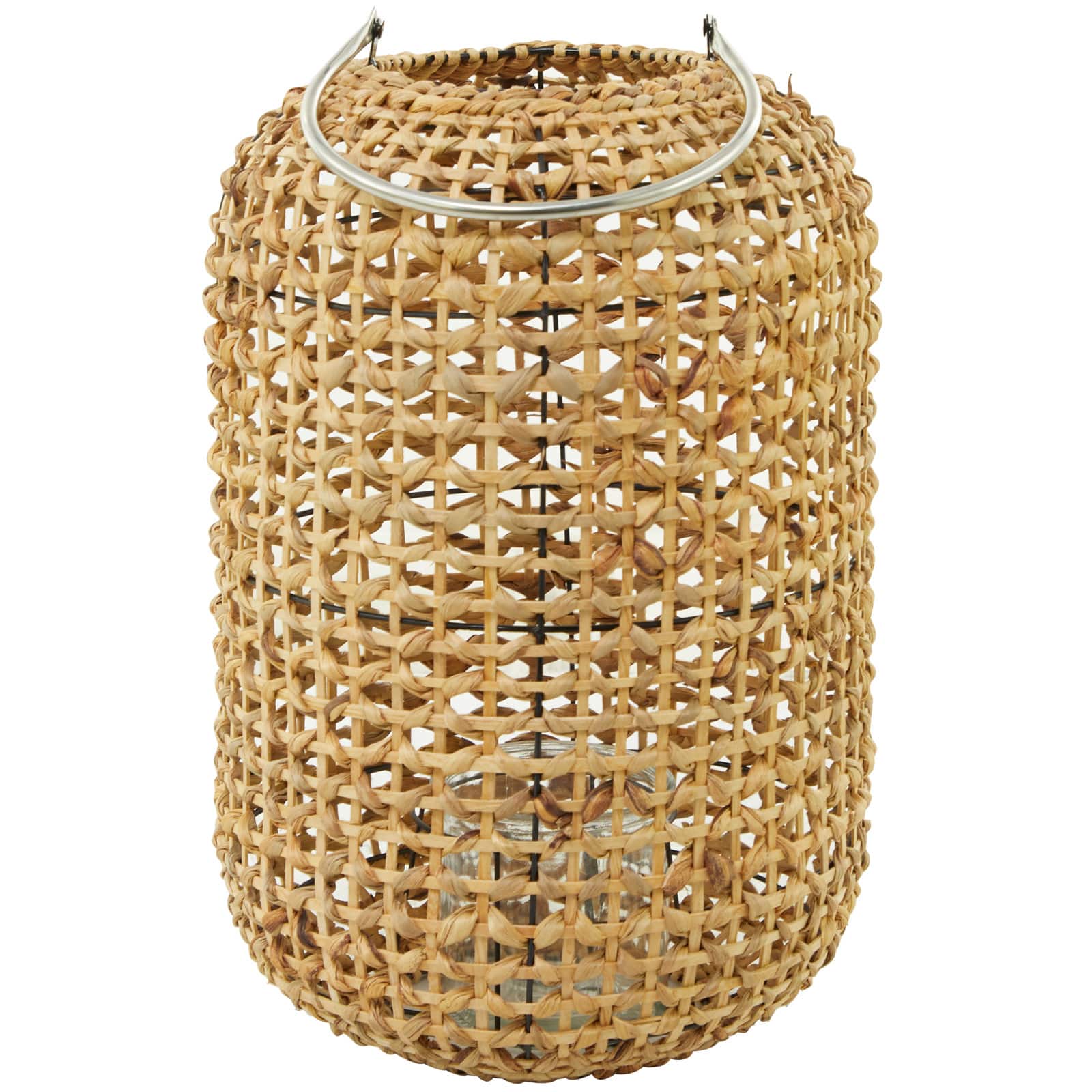 19" Brown Metal Handmade Candle Lantern with Glass Holder and Handle