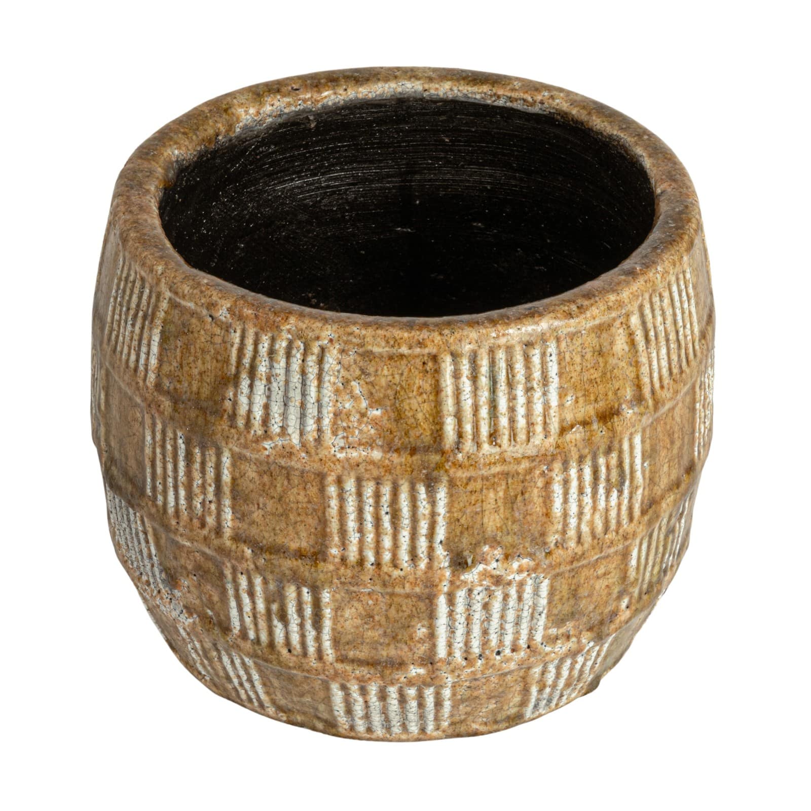 Hello Honey® 9.5" Brown Embossed Crackle Terra Cotta Planter