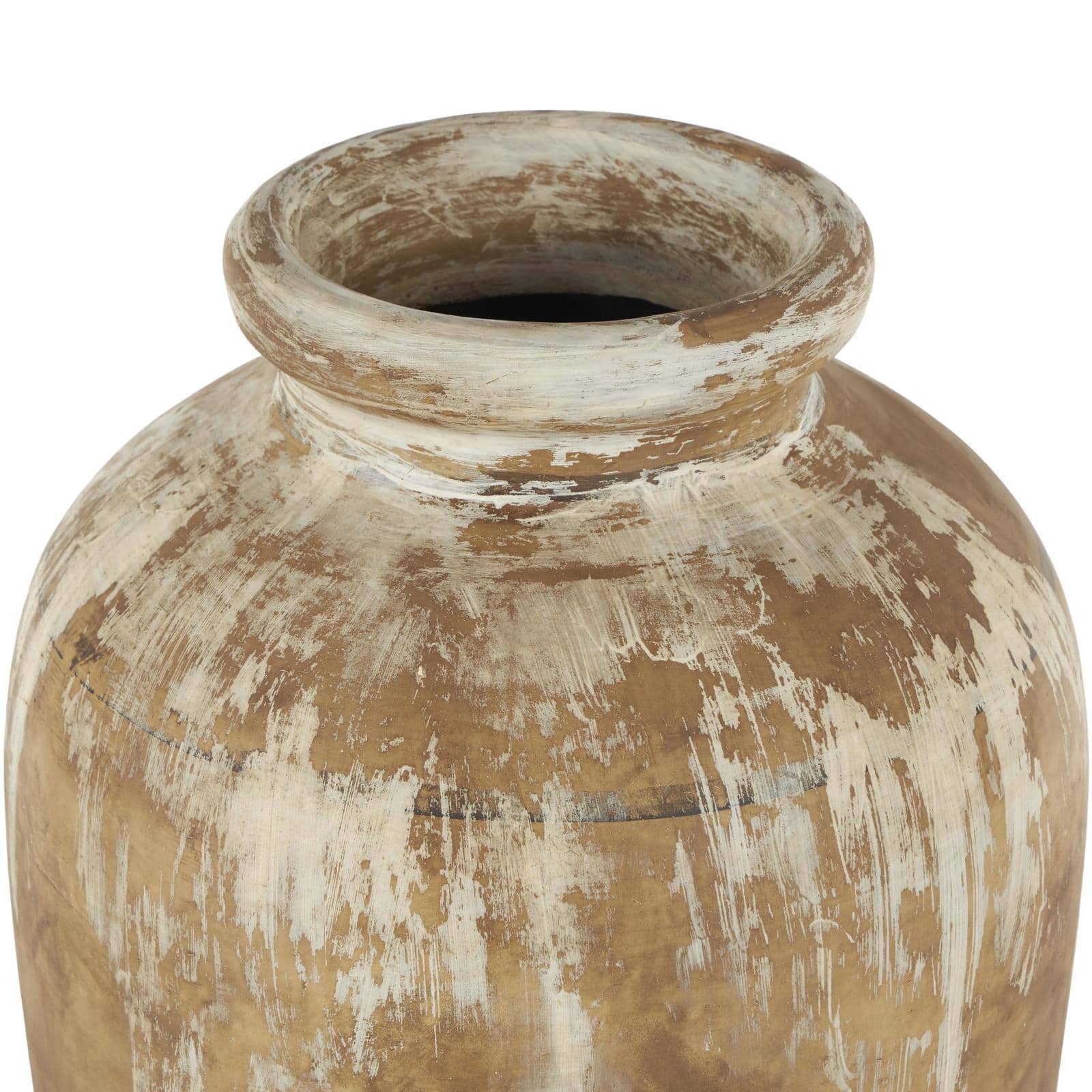 Brown Ceramic Antique Style Distressed Patina Vase