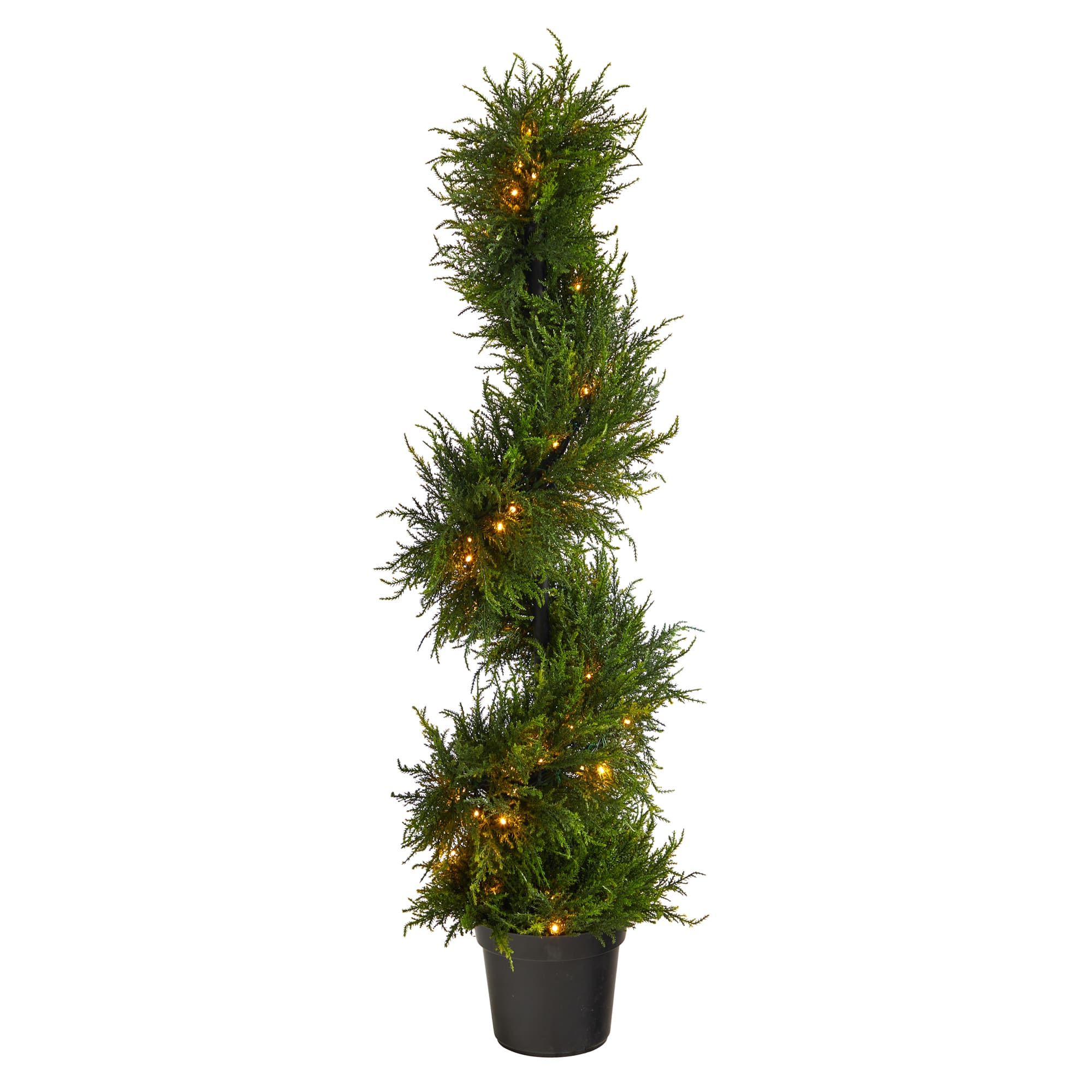 3.75ft. Pre-Lit Spiral Cypress Artificial Potted Tree, Clear LED Lights