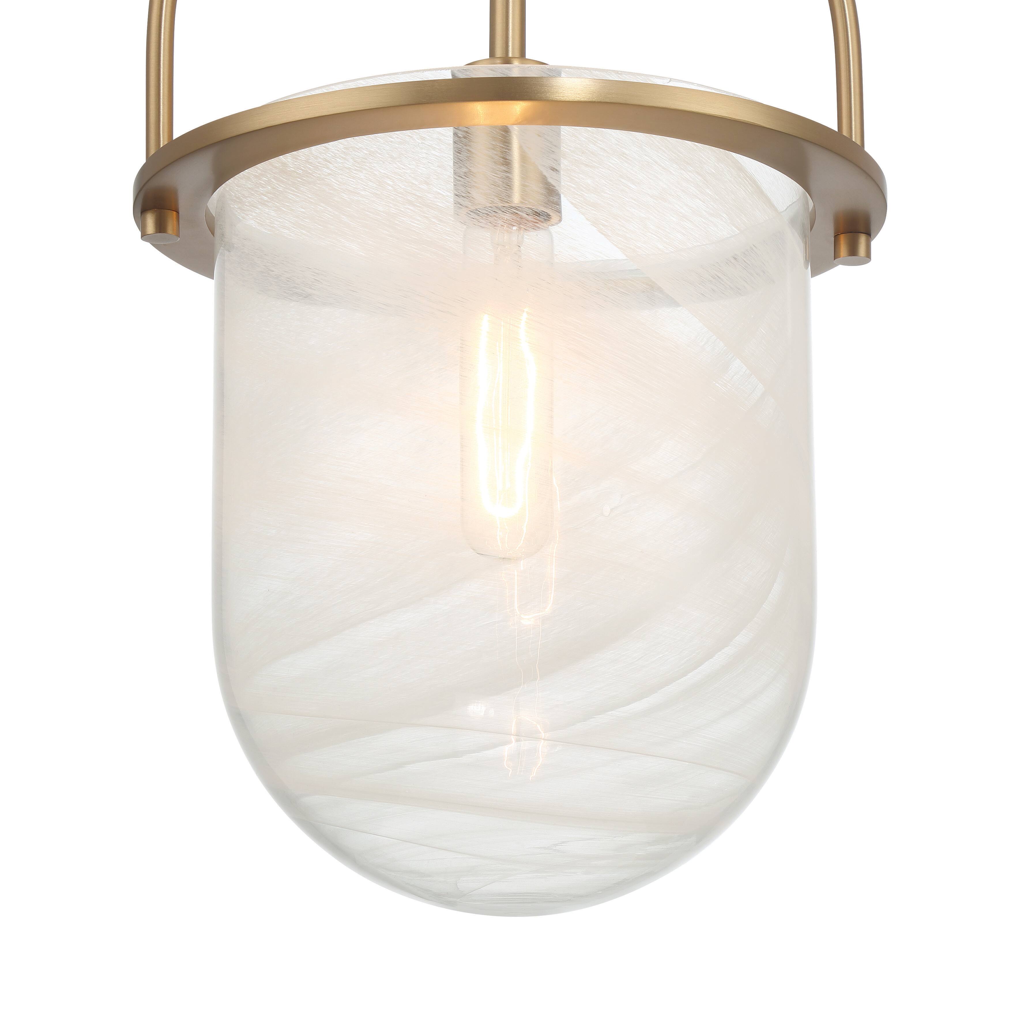 Hello Honey® Beatrice Gold & White Mid-Century Modern Handmade Marbleized Glass & Metal Ceiling Light