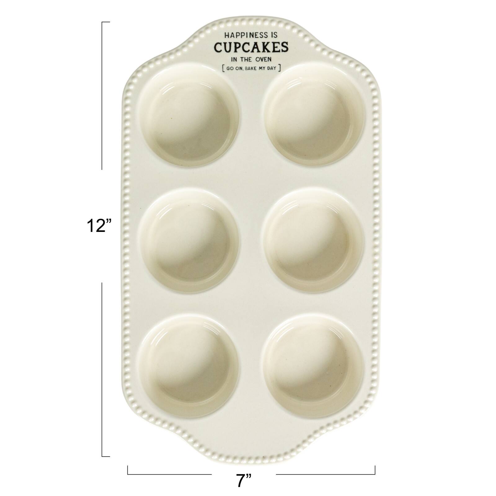 Hello Honey® 12" White Happiness is Cupcakes Stoneware Pan