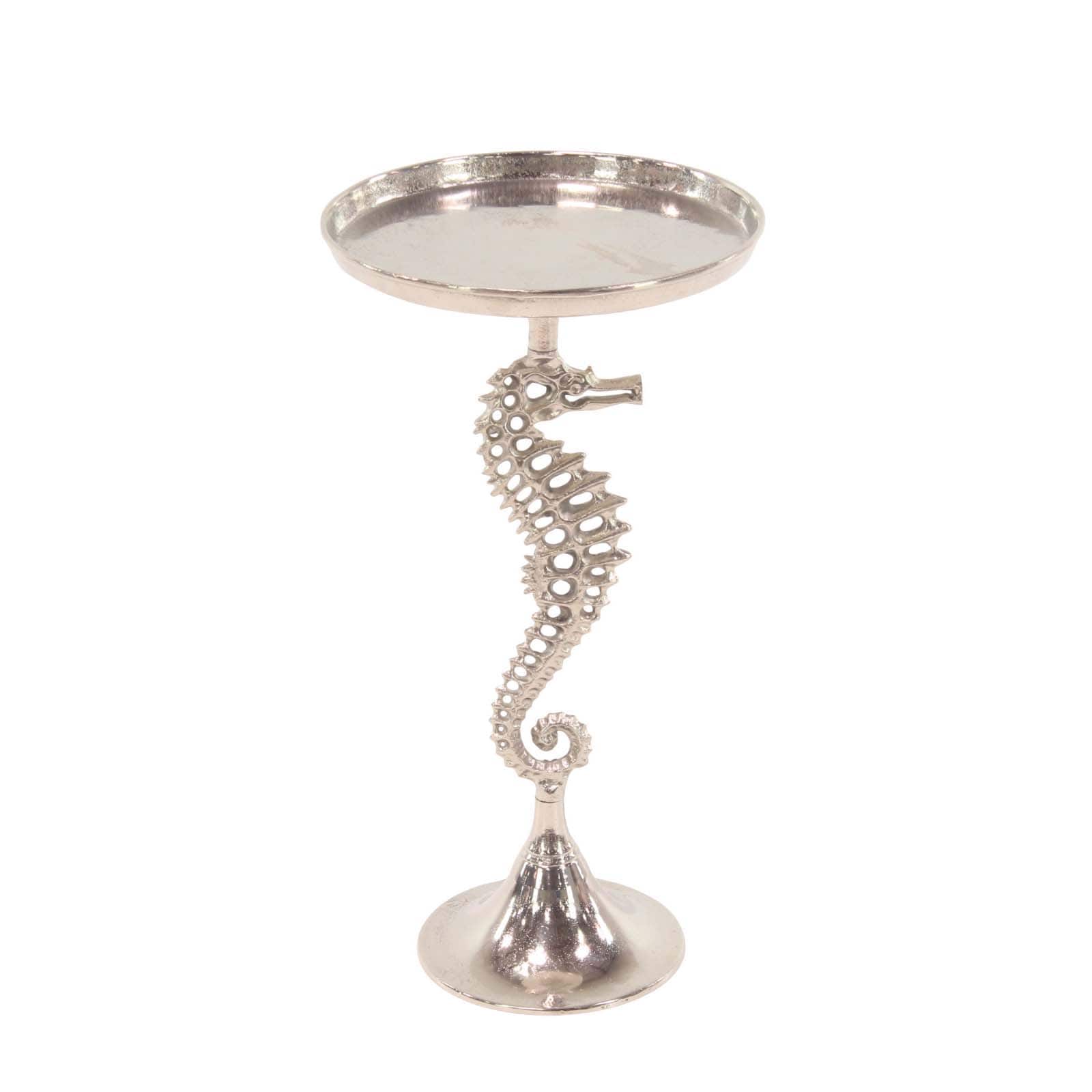 27" Silver Aluminum Coastal Accent Table
