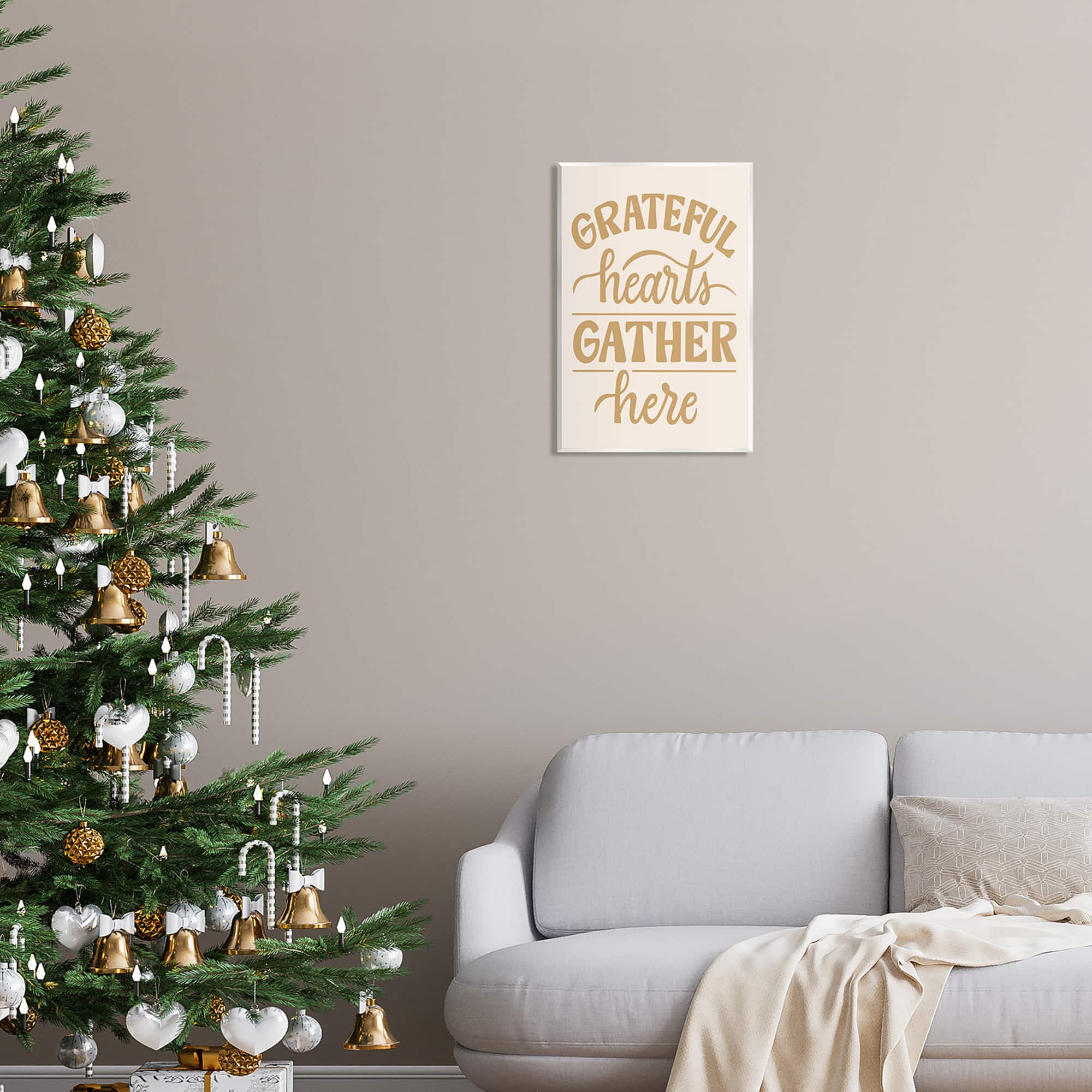 Stupell Industries Grateful Hearts Gather Here Phrase Wall Plaque Art