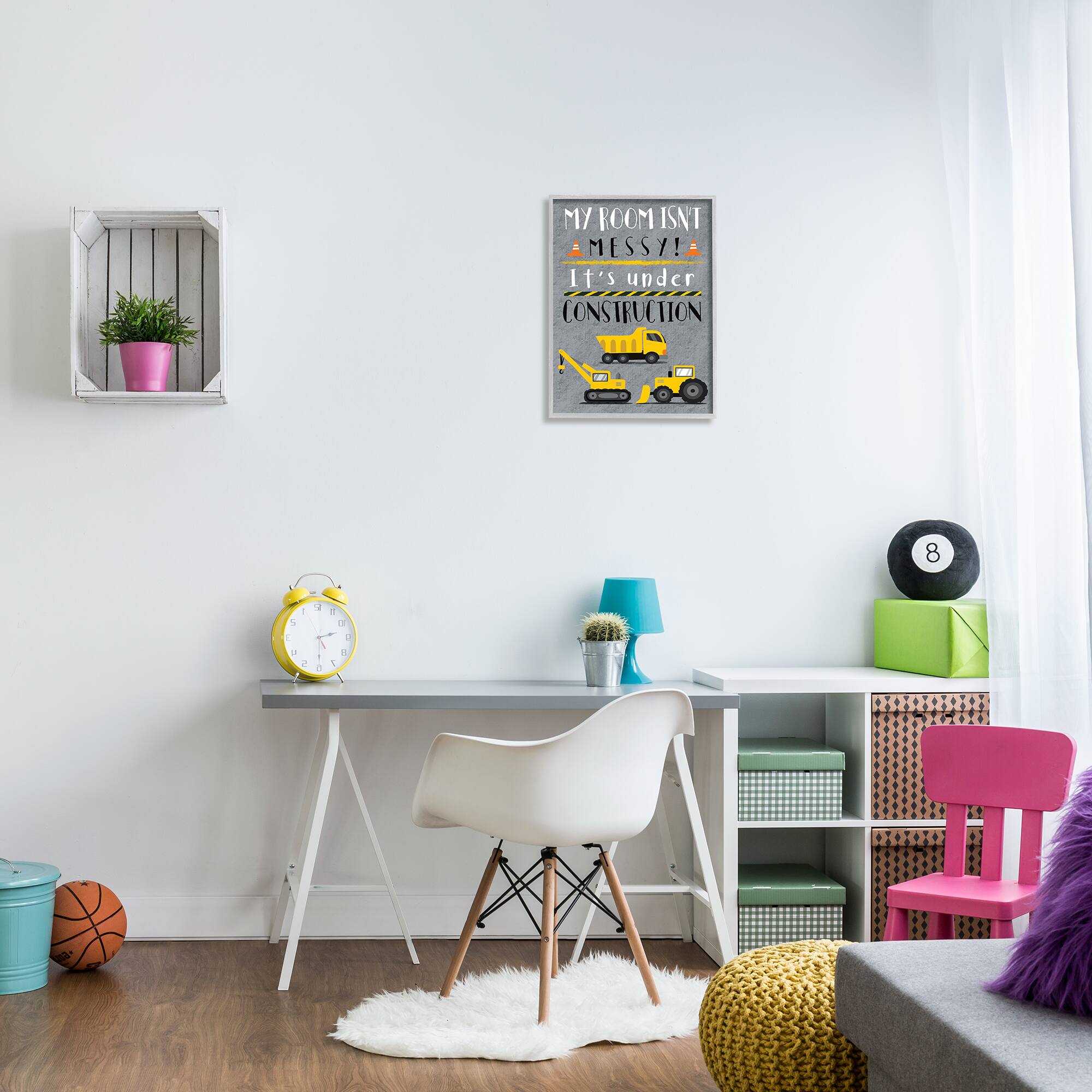 Stupell Industries Messy Room or Under Construction Kid's Room Sign in Frame Wall Art